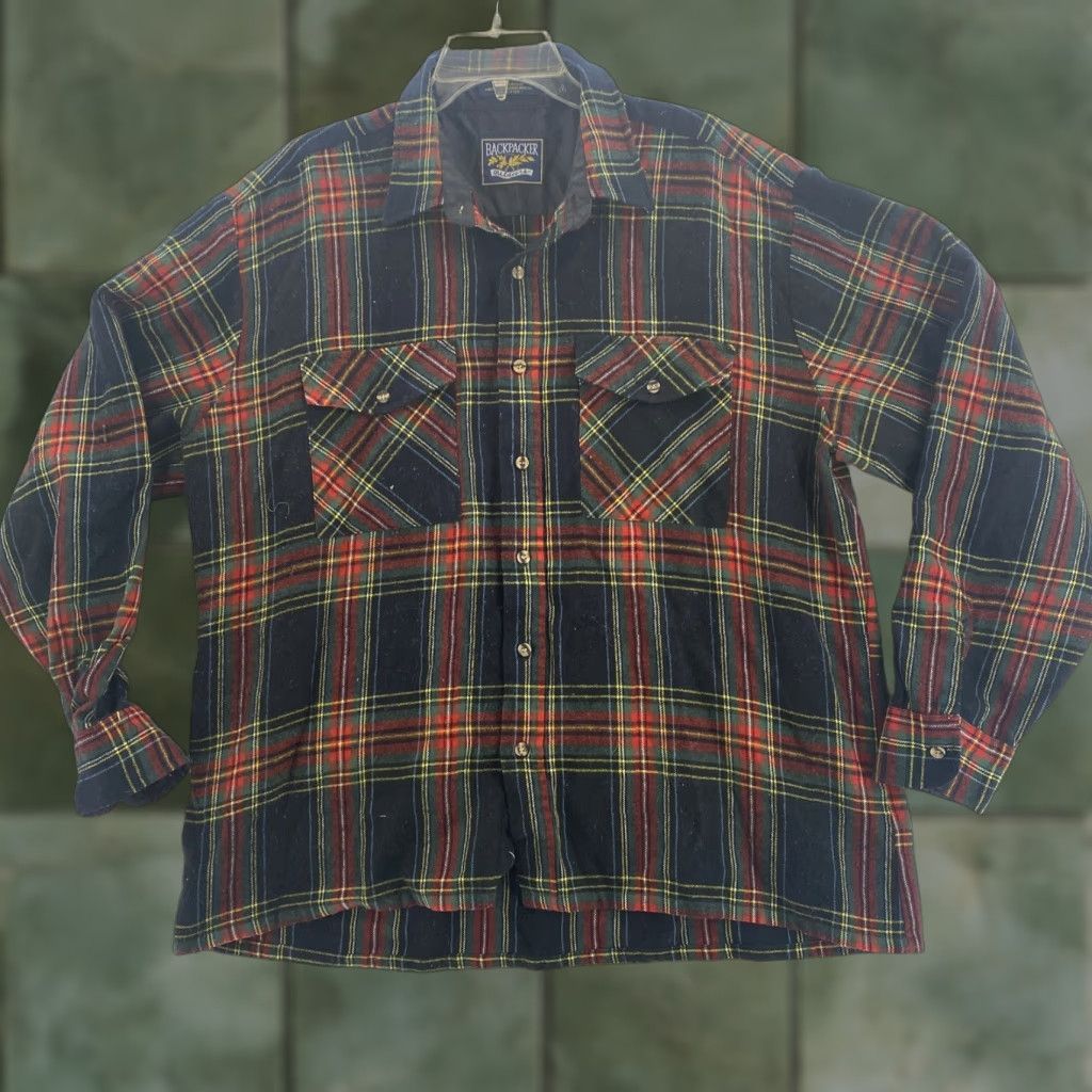 X-LARGE Back Packer Sportswear Shirt Adult XL Multicolor Plaid Flannel Button-Up Cotton Long Sleeve Outdoor Unisex Adults Size US XL / EU 56 / 4 - 1 Thumbnail