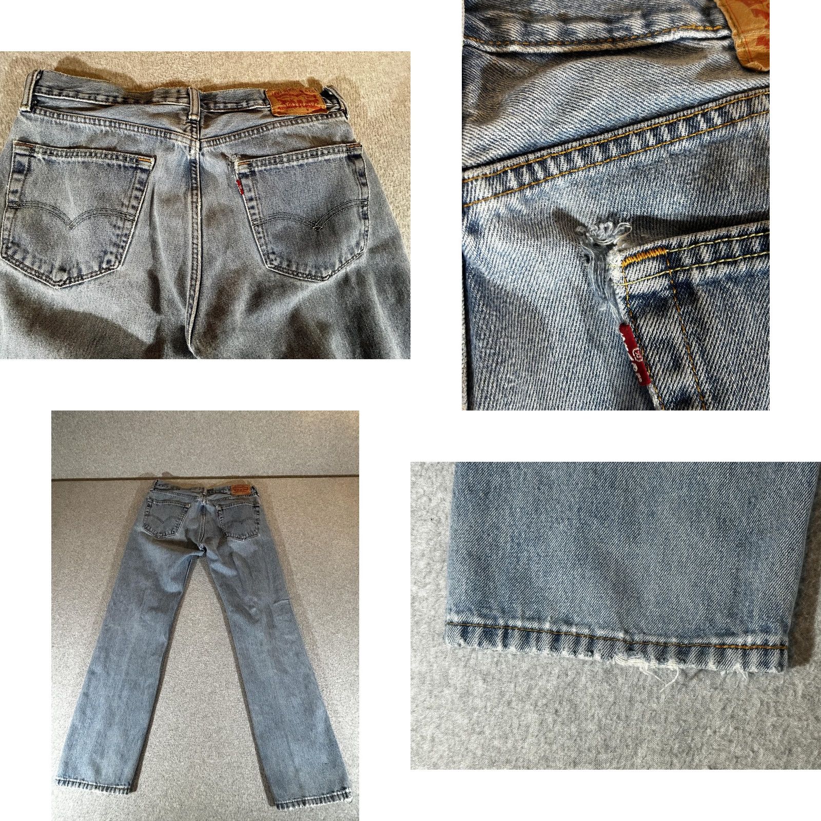Levi's Levi's 505 Jeans Men 33x34 Regular Fit Straight Light Blue Denim Pockets Zip Fly Size US 33 - 10 Thumbnail