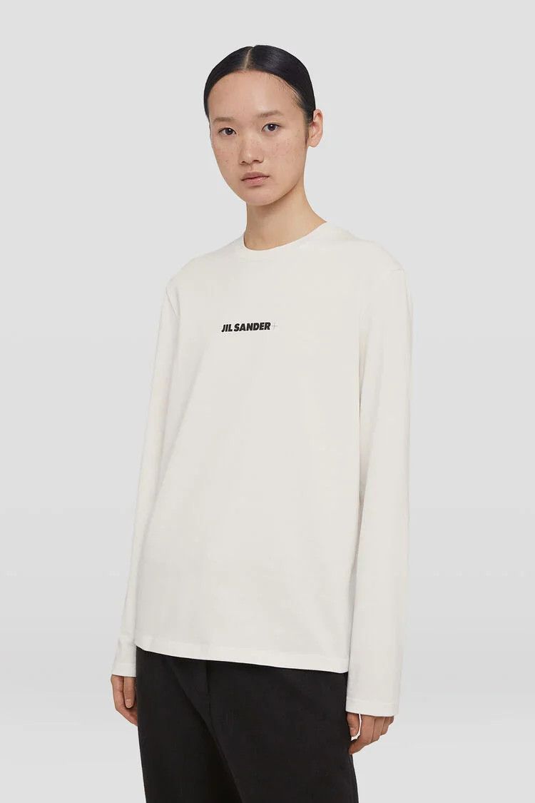 Jil Sander o1s22i1n0125 Logo Print Long Sleeve T-Shirt in White Size S / US 4 / IT 40 - 2 Thumbnail