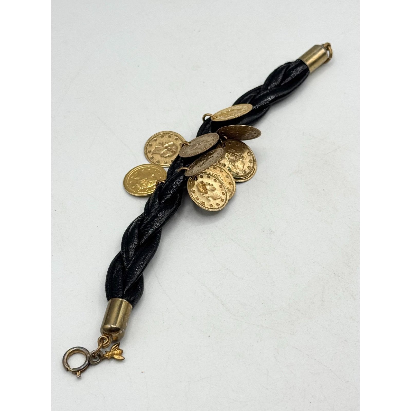 Vintage Vintage black patent leather coin charm bracelet Size ONE SIZE - 4 Thumbnail
