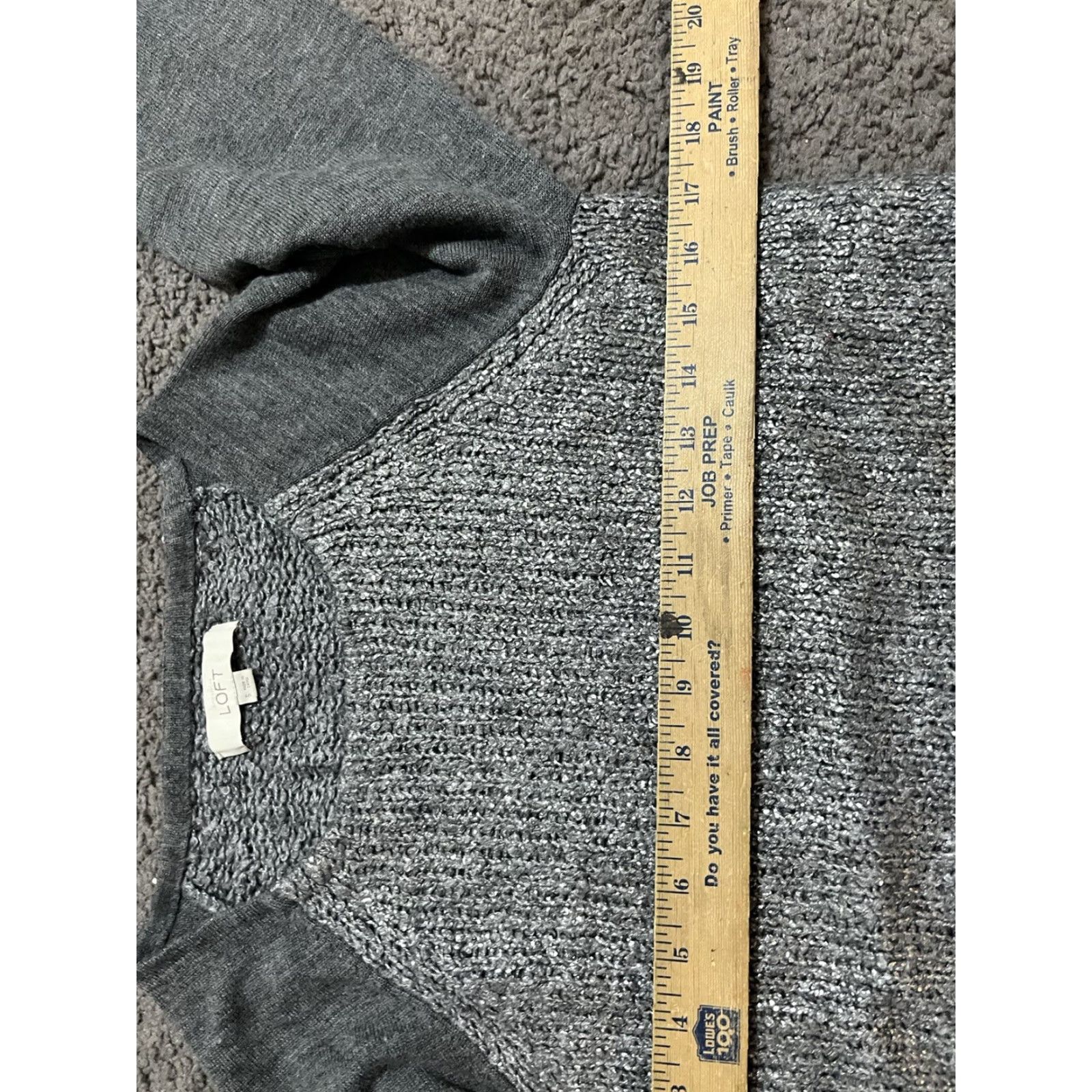 Loft VINTAGE LOFT Gray 3/4 Sleeve Sweater Women's Small Pullover Solid Crew Top Size S / US 4 / IT 40 - 4 Thumbnail