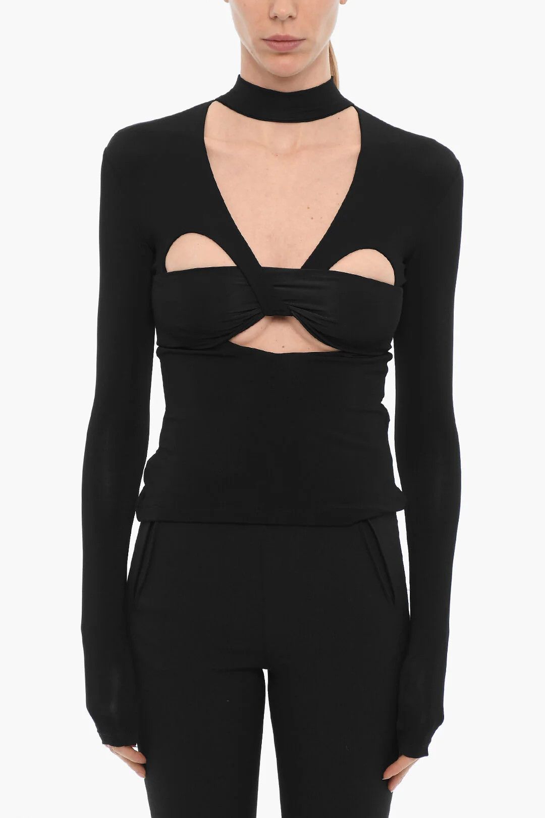 Ambush Design og1mm0426 Long-Sleeve Halterneck Top in Black Size S / US 4 / IT 40 - 1 Thumbnail