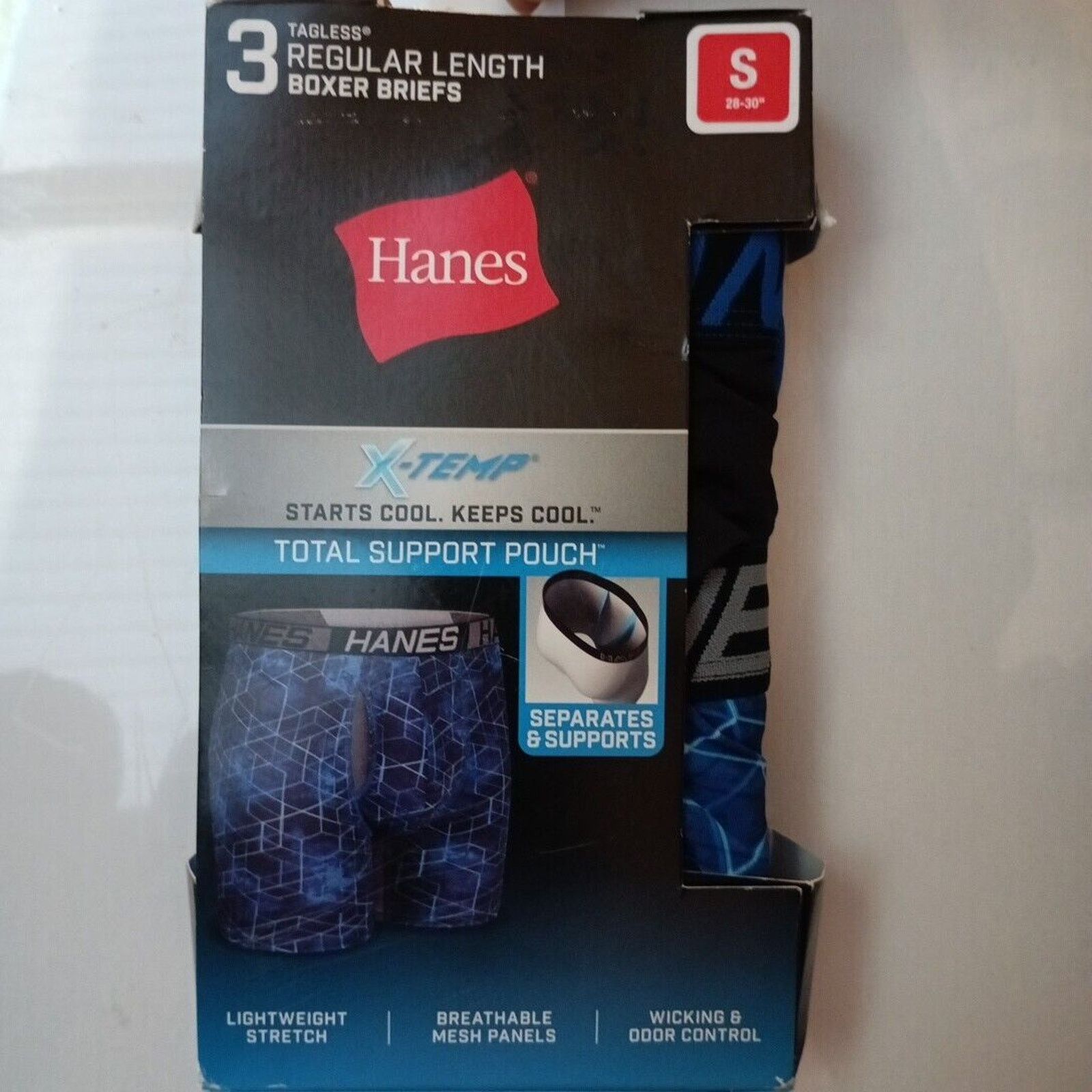 Hanes Mens 3-Pack Hanes X-Temp Support Pouch Boxer Briefs S Size 28 - 1 Thumbnail