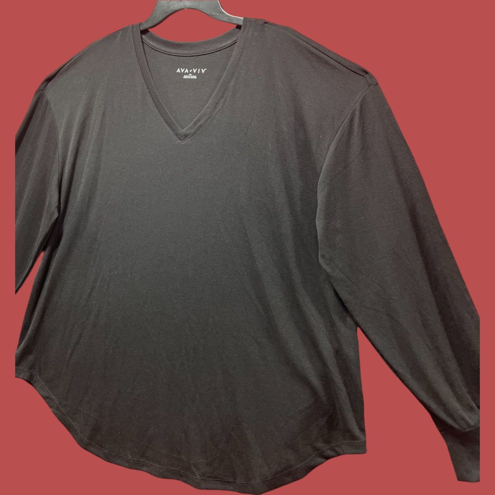 Other Ava & Viv - Women's V-neck Long Sleeve T-Shirt - Black - XXL Size XXL / US 16-18 / IT 52-54 - 13 Thumbnail