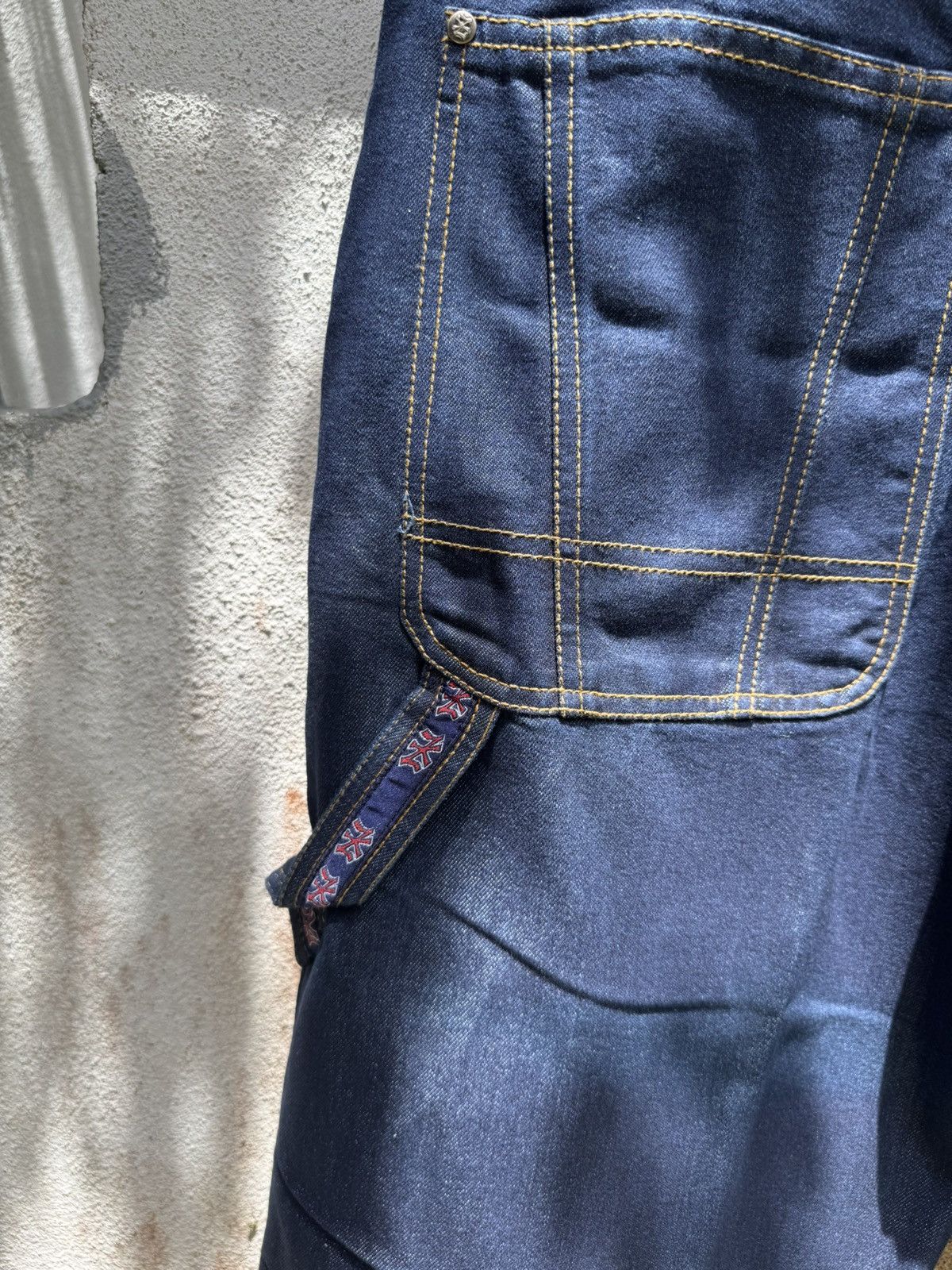 New York Yankees × Vintage VERY RARE🔥VTG 90s NY YANKEE HIPHOP BAGGY FLARE JEANS BOSS02 Size US 34 / EU 50 - 8 Thumbnail