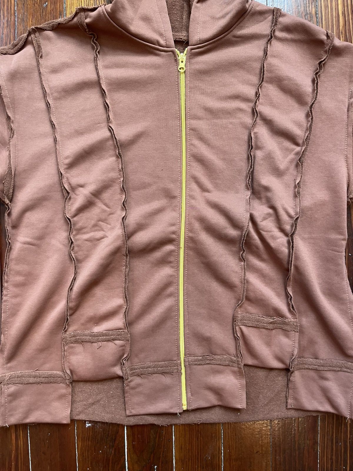 Other Brown Reconstructed Loose Fit Gold Zipper Long Sleeve Hoodie Size US L / EU 52-54 / 3 - 4 Thumbnail