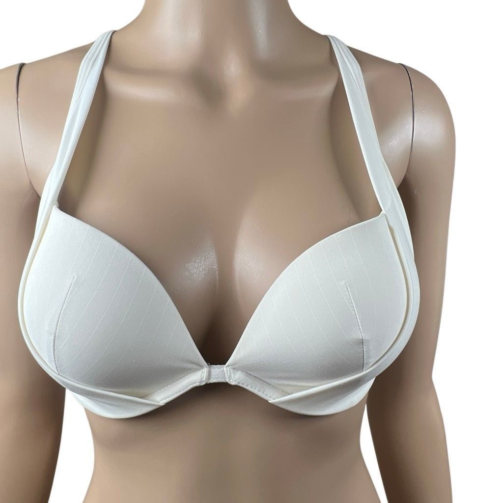 Wolford NWT Wolford Rachel Pinstripe Lace Back Push-Up Bra Ecru Whit Size ONE SIZE - 3 Thumbnail