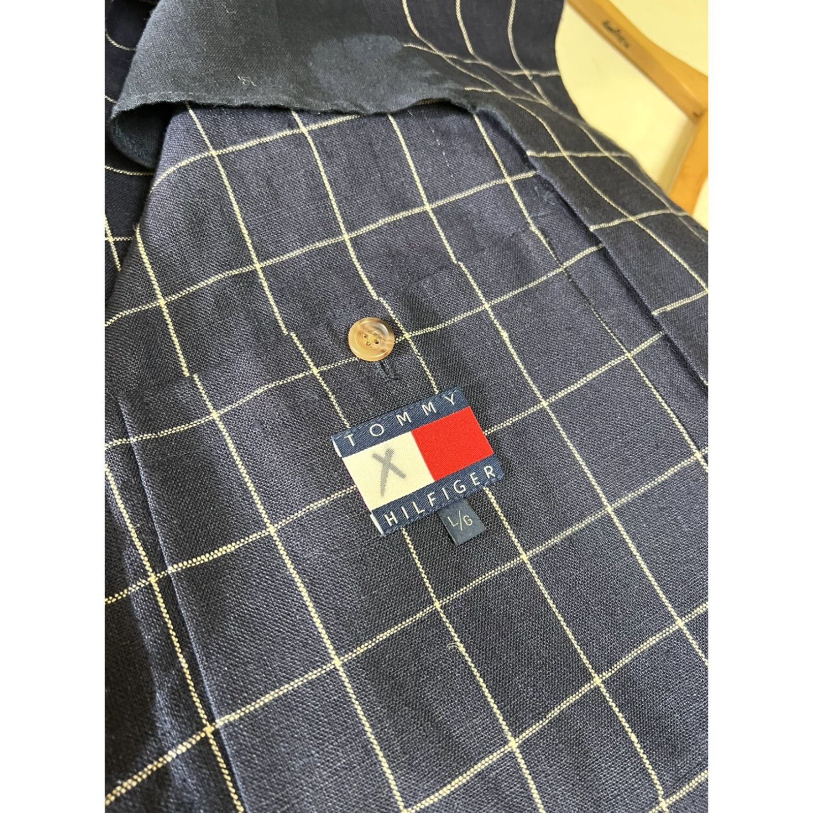 Tommy Hilfiger New Tommy Hilfiger Men Blazer Sz Large Linen Jacket Blue White Windowpane Size 42R - 7 Thumbnail