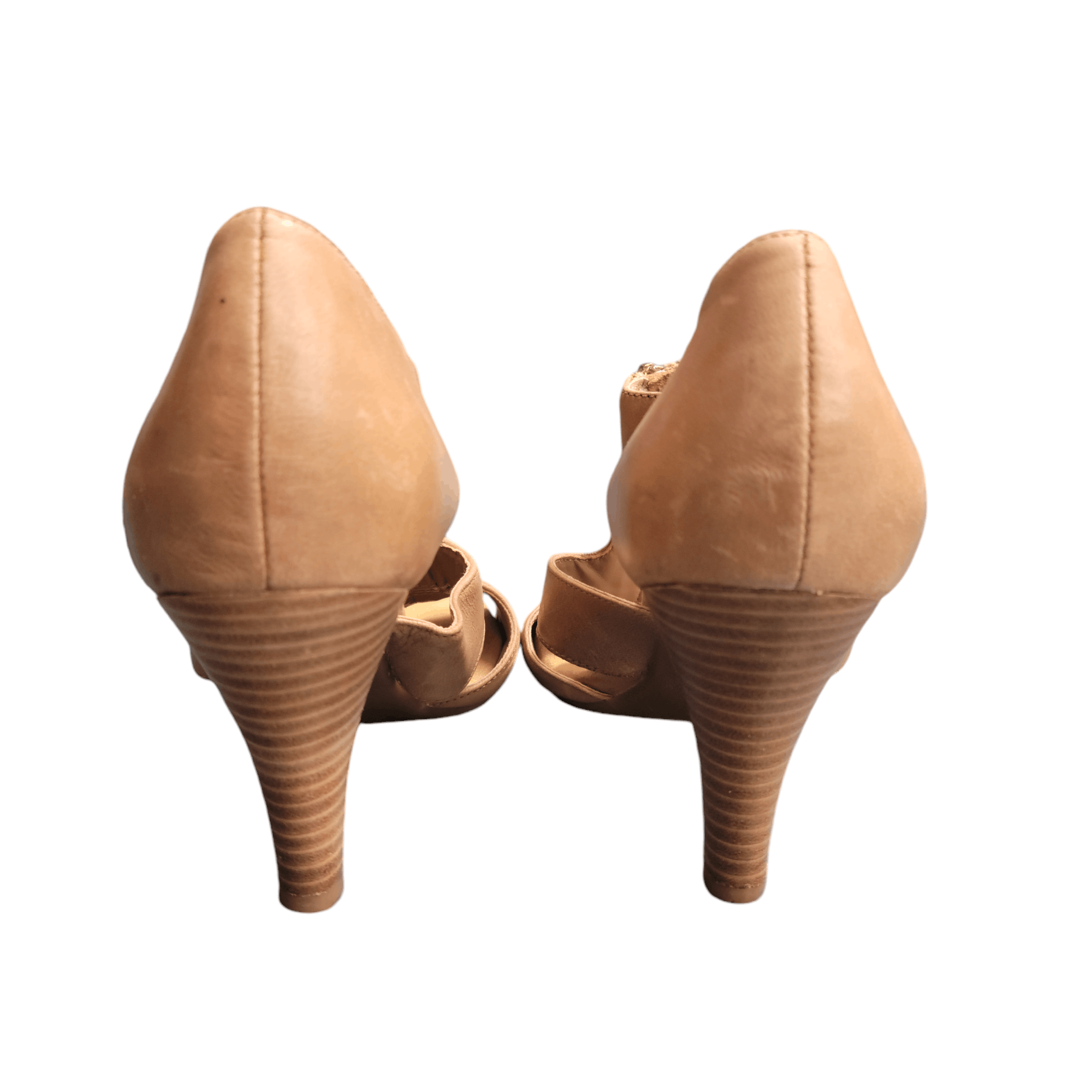 NBDN Nobrandedon Adrienne Vittadini Tan Leather Cut Out Block Bootie Shoe Size US 6.5 / IT 36.5 - 2 Thumbnail