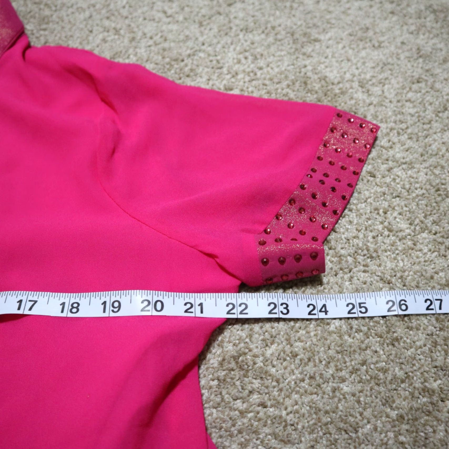 Vintage Jiji Shirt Women 3X Pink Gem Bling V-Neck Short Sleeve Top 3X Pink Womens 90s? Size XXL / US 16-18 / IT 52-54 - 7 Thumbnail