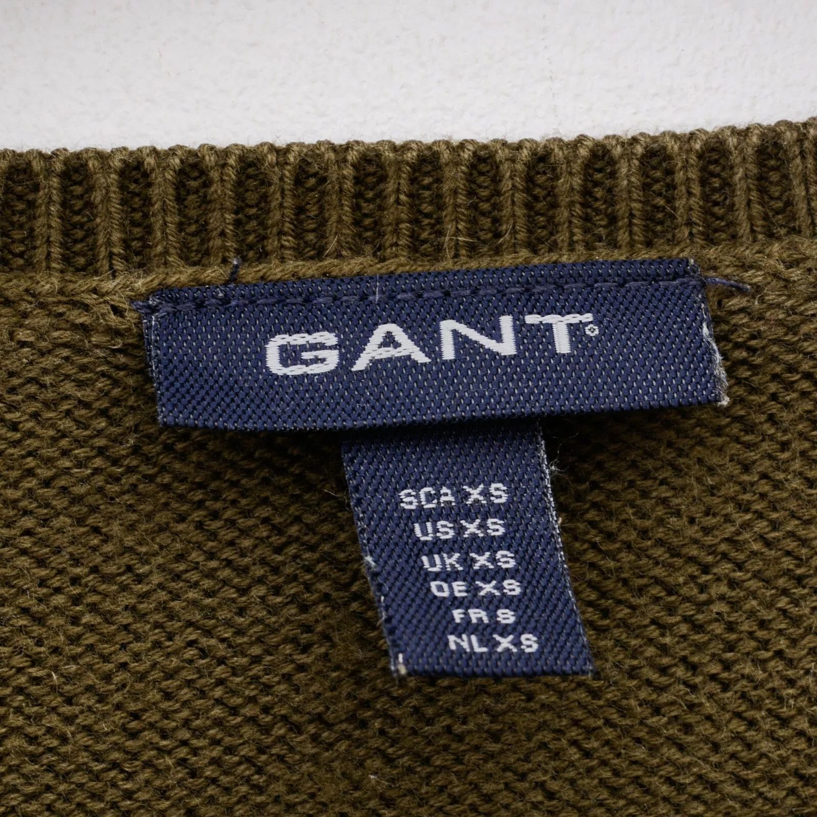 Gant Women XS Jumper Sweater Khaki Pullover V-Neck Cotton Ladies Size XS / US 0-2 / IT 36-38 - 4 Thumbnail