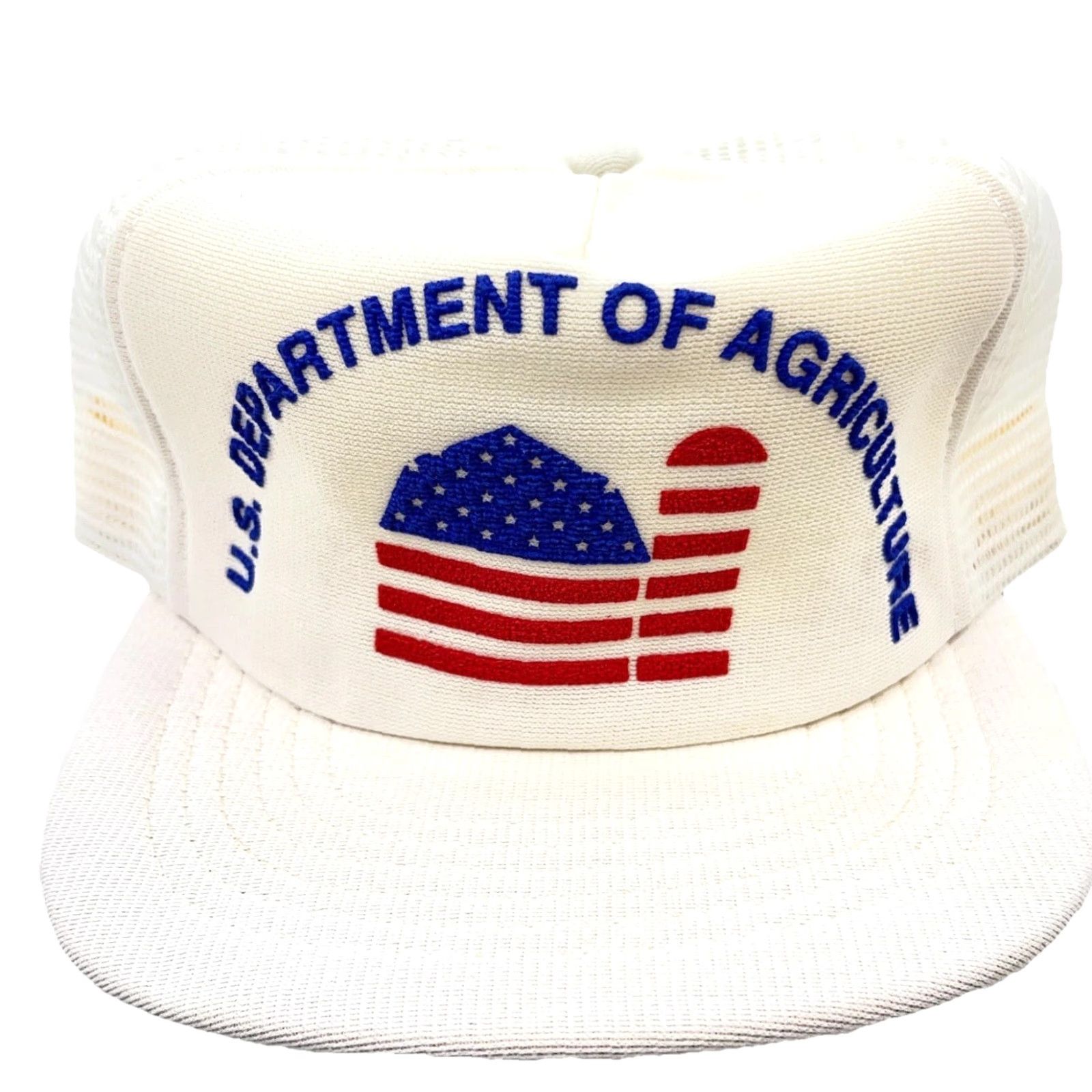 Vintage VINTAGE US Department Of Agriculture Trucker Hat Cap Made In USA White Cotton Twill Adjustable Outdoor Logo 80s 90s Retro Dad Mens Hat Size ONE SIZE - 2 Thumbnail