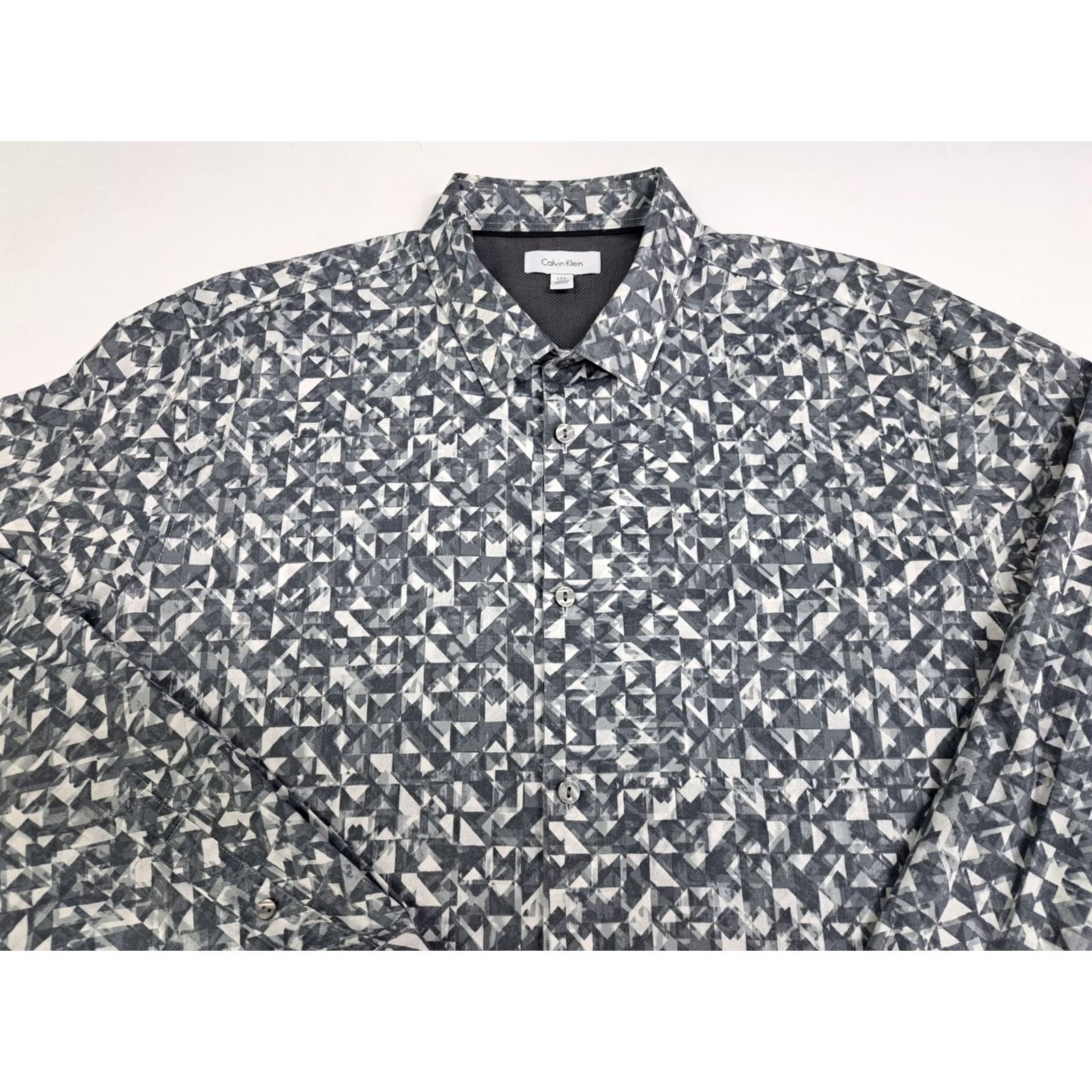 Calvin Klein Calvin Klein Shirt Mens L Gray White Long Sleeve Button Up Cotton Colorblock Multicolor Blue Colorful Business Casual Travel Size US L / EU 52-54 / 3 - 3 Thumbnail