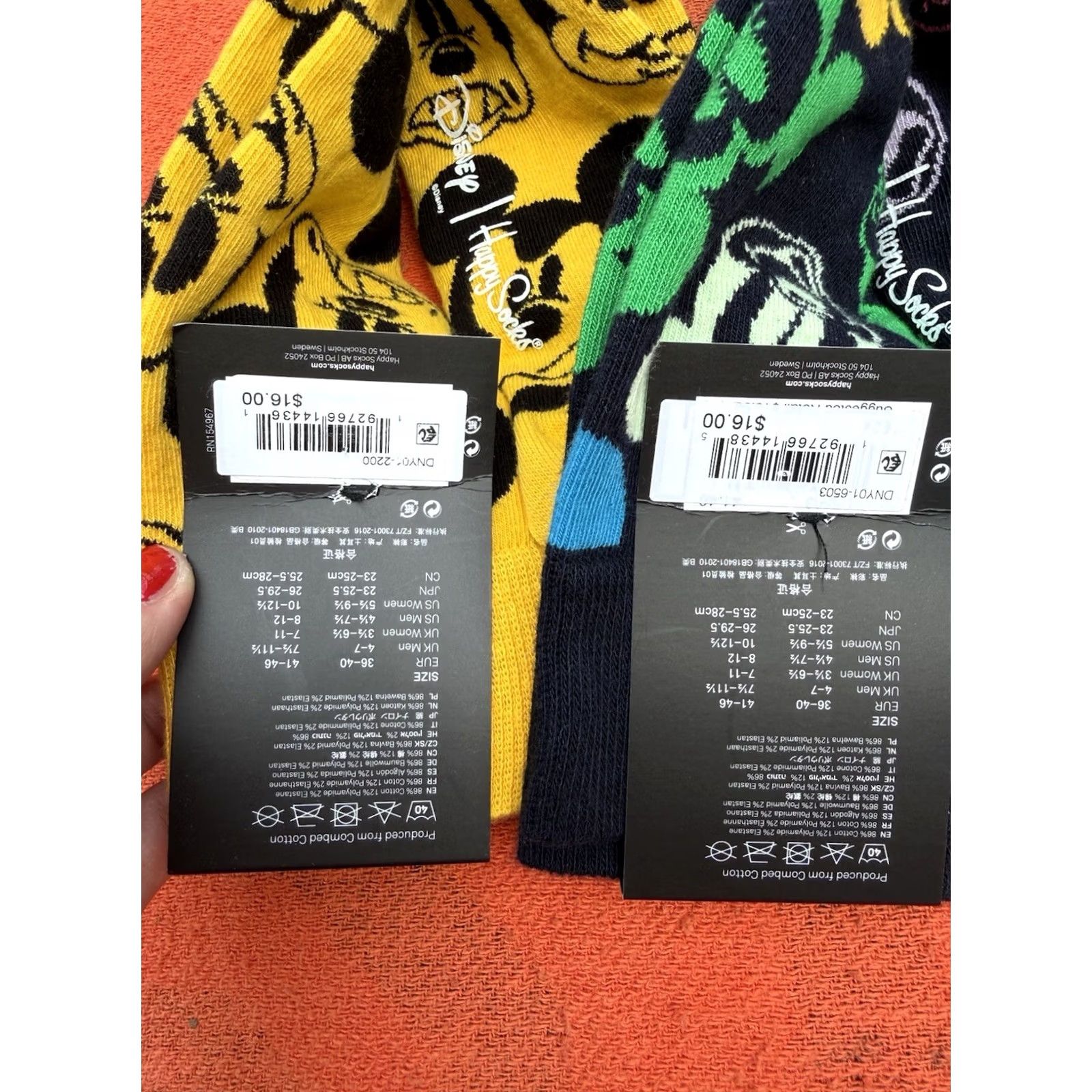 Happy Socks Disney x Happy Socks Mickey Mouse Crew Socks Lot 2 Pairs Size 41-46 NWT Size ONE SIZE - 2 Thumbnail