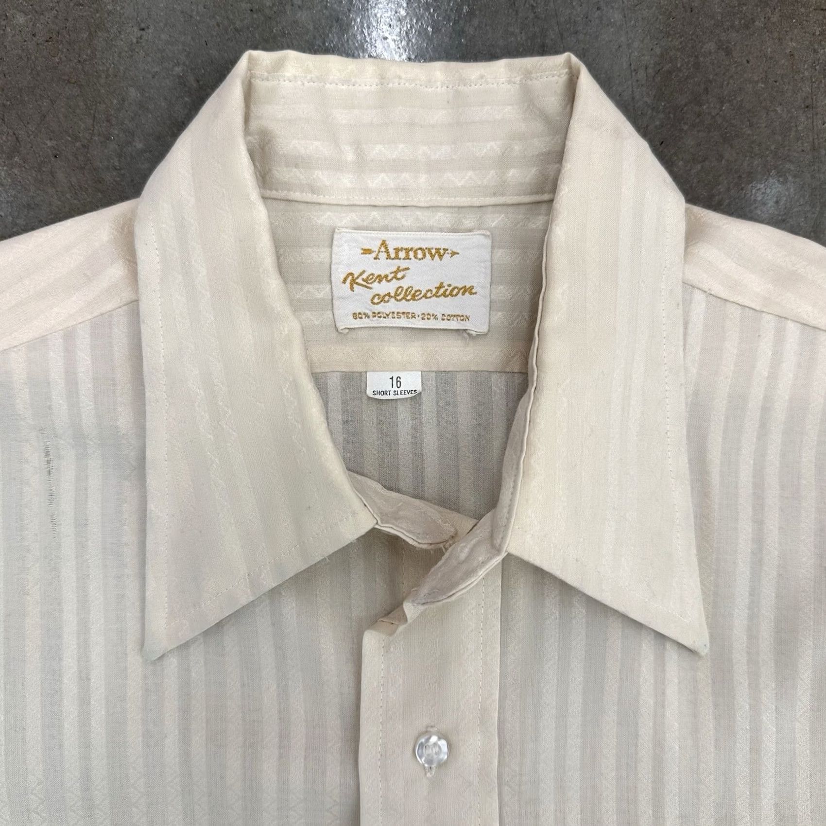 Arrow VINTAGE Arrow Shirt Button Up Polyester Cotton Beige L 1970s Size US L / EU 52-54 / 3 - 2 Thumbnail