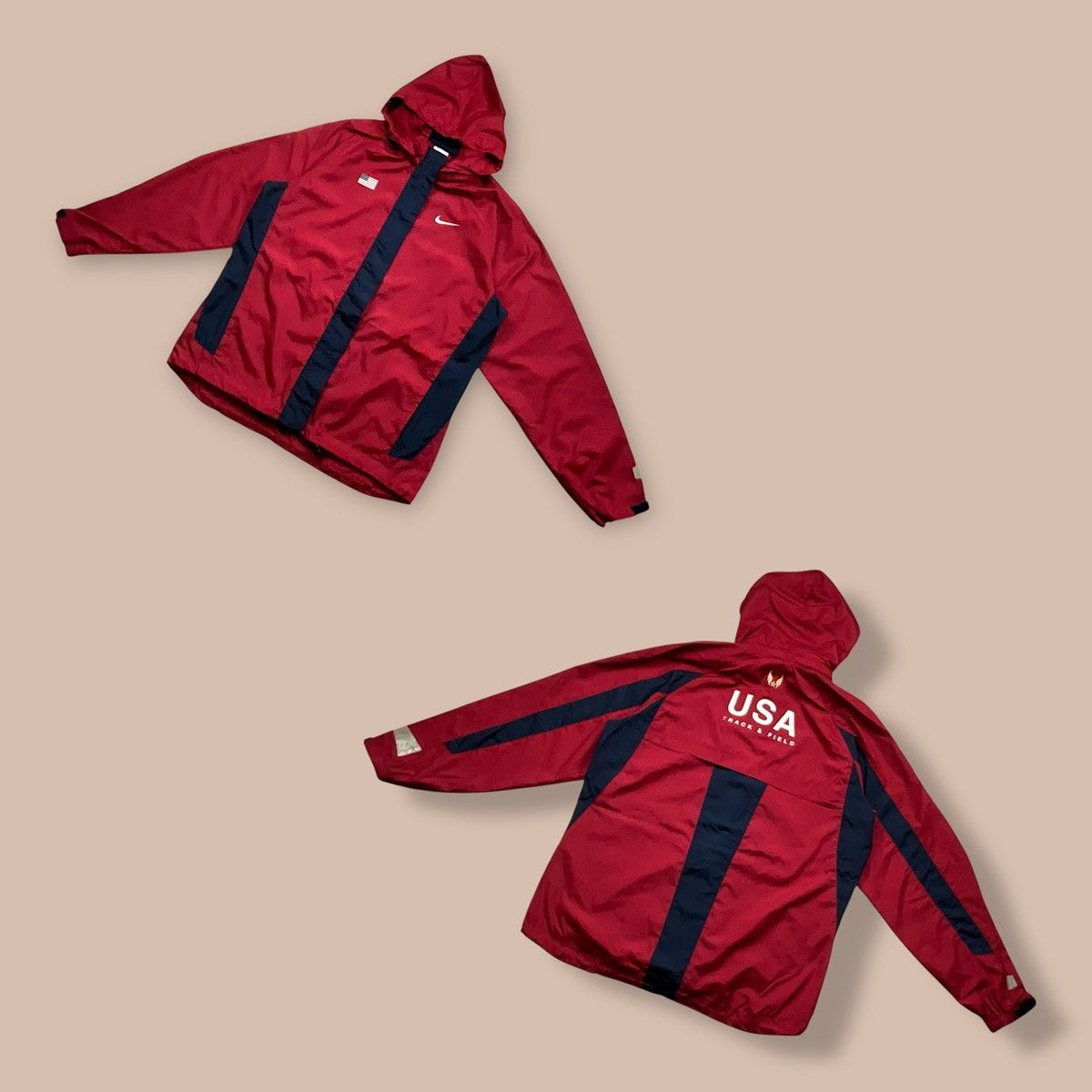 Nike Nike Windbreaker USA Track&Field Y2K Olympic Red Jacket Size US L / EU 52-54 / 3 - 1 Thumbnail