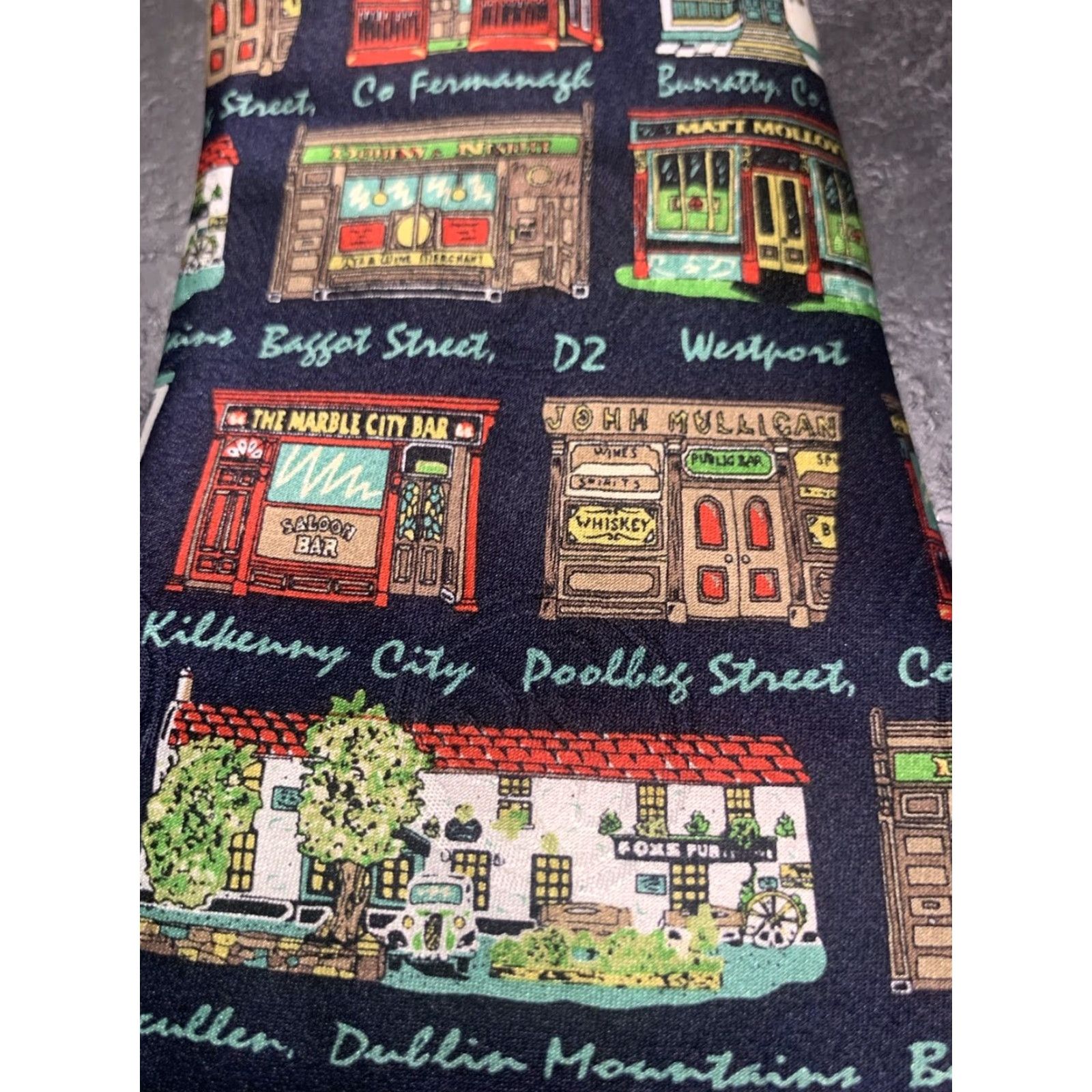 Vintage VINTAGE Traditional Craft Silk Tie - Pubs of Ireland - Multicoloured - Mens Size ONE SIZE - 6 Thumbnail