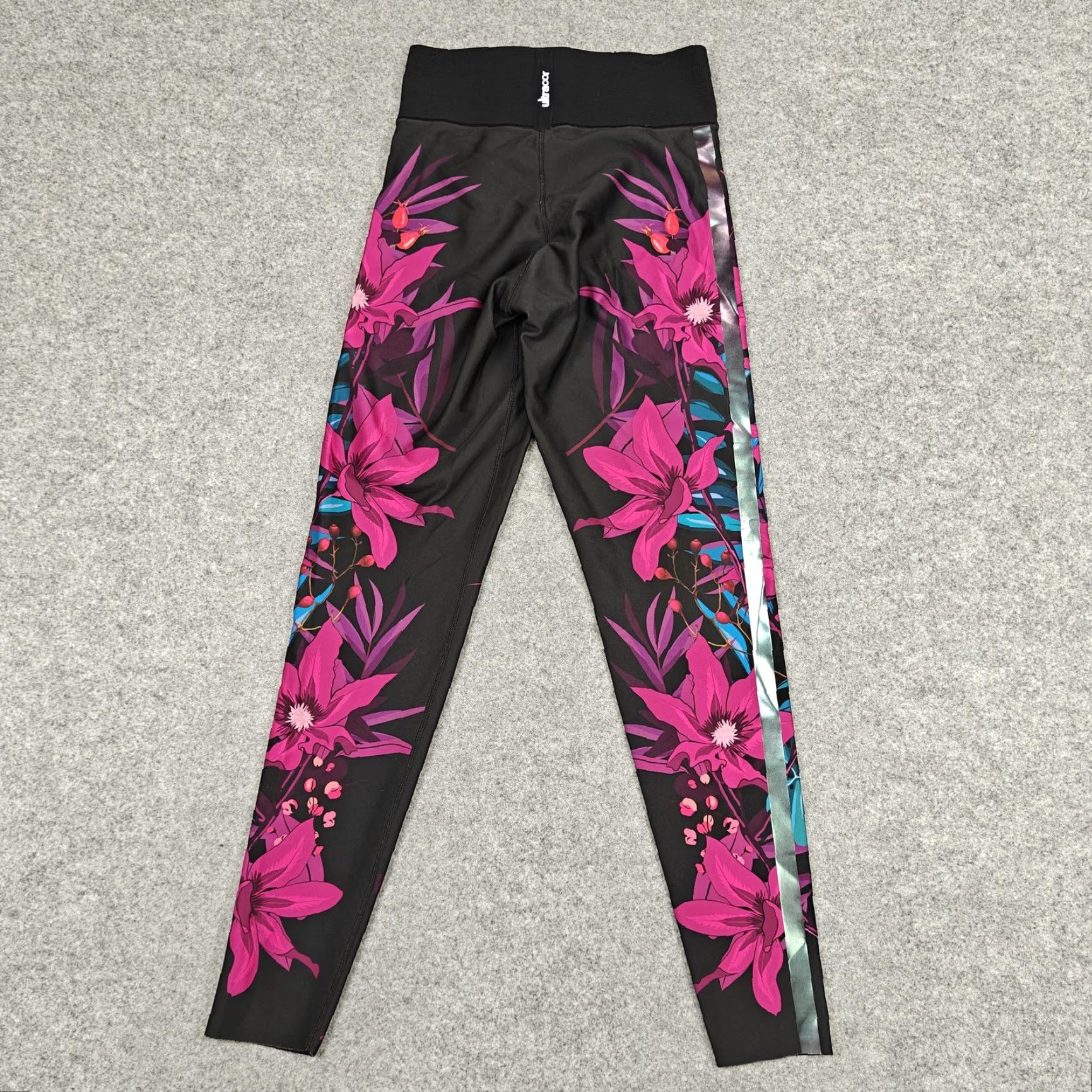 Vintage Ultracor Leggings Womens XS Black Floral Print High Rise Ankle Yoga Made In USA Size 26" / US 2 / IT 38 - 4 Thumbnail
