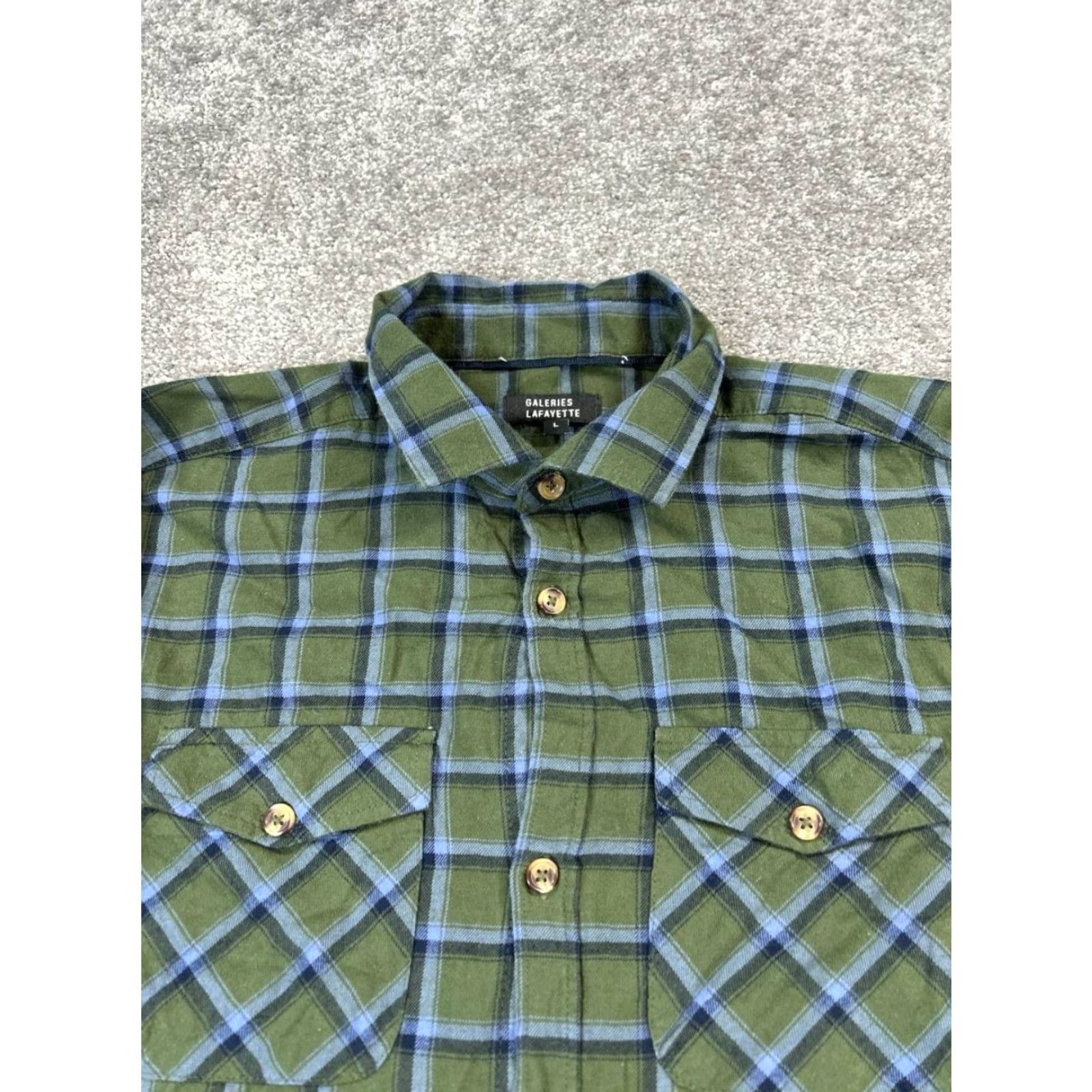 Vintage VINTAGE Galeries Lafayette Women's Cotton Plaid Button-Up Shirt L Green Casual Spring Summer Women's Size L / US 10 / IT 46 - 2 Thumbnail