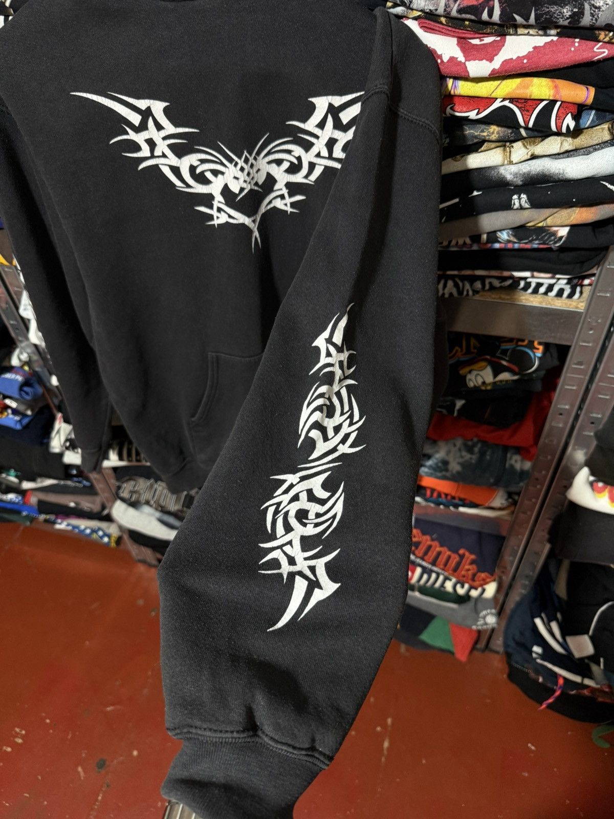 Vintage Vintage Y2k 00s Tribal Rave Black Rock Metal Hoodie Hype Size US L / EU 52-54 / 3 - 7 Thumbnail