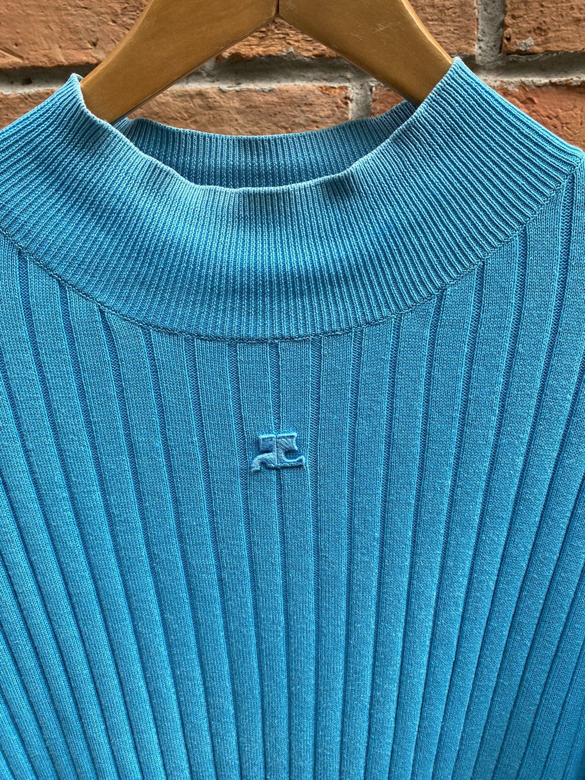 Courreges Courreges Blue Ribbed Knit Top Size M / US 6-8 / IT 42-44 - 3 Thumbnail