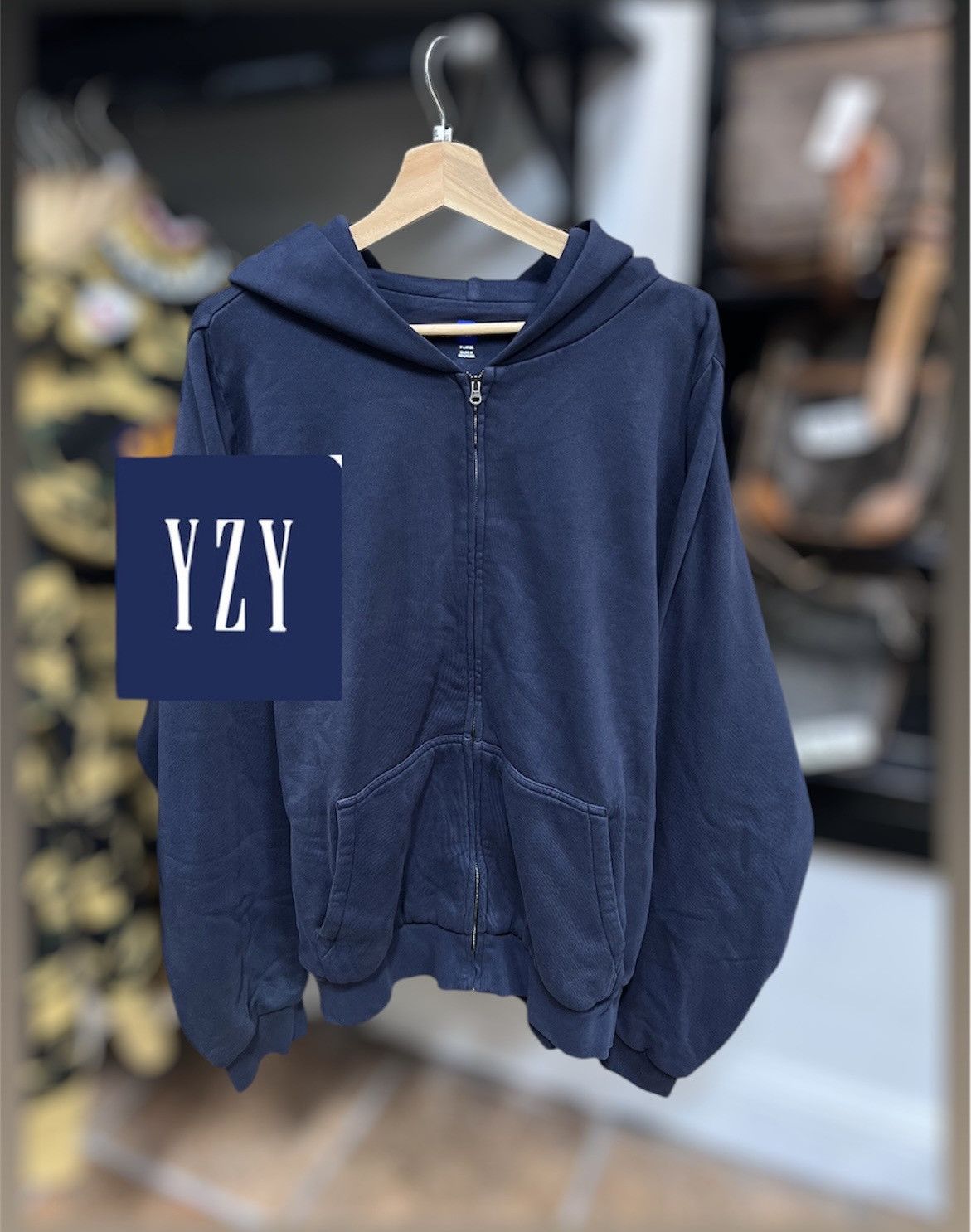 Gap × Yeezy Season YZY X GAP Navy Large Zip Up Hoodie | Grailed