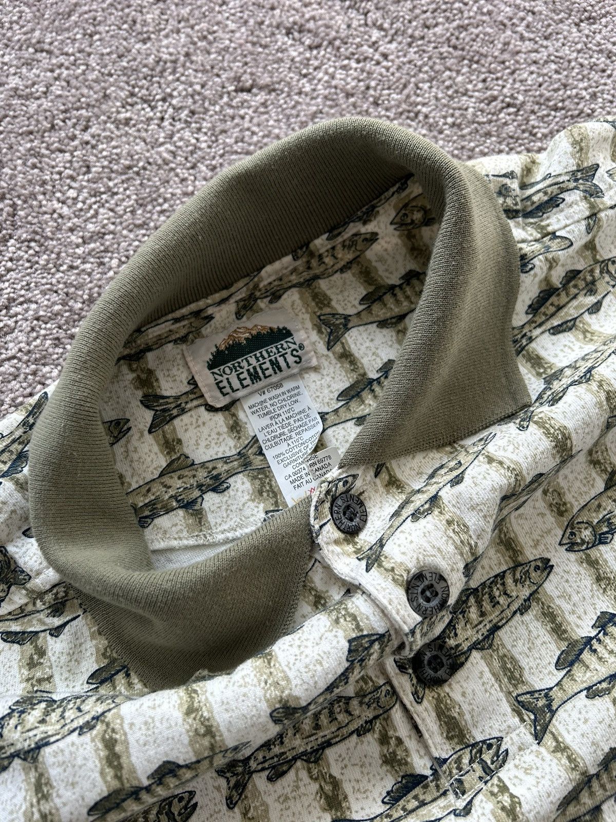 Vintage Vintage Northern Elements All Over Fishing Polo Tee Size US L / EU 52-54 / 3 - 5 Thumbnail