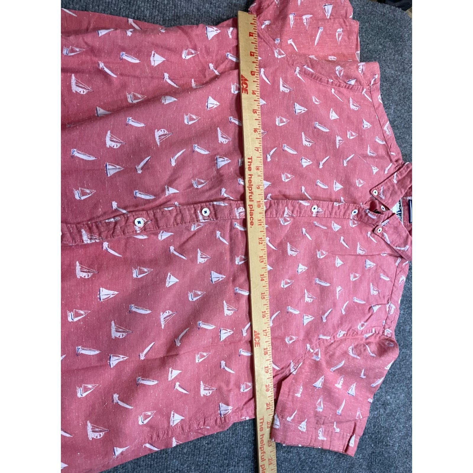 Denime Denim & Flower Button Up Shirt Mens L Sailboat Pattern Floral Short Sleeve Pink Beach Hawaii Tropical Size US L / EU 52-54 / 3 - 4 Thumbnail