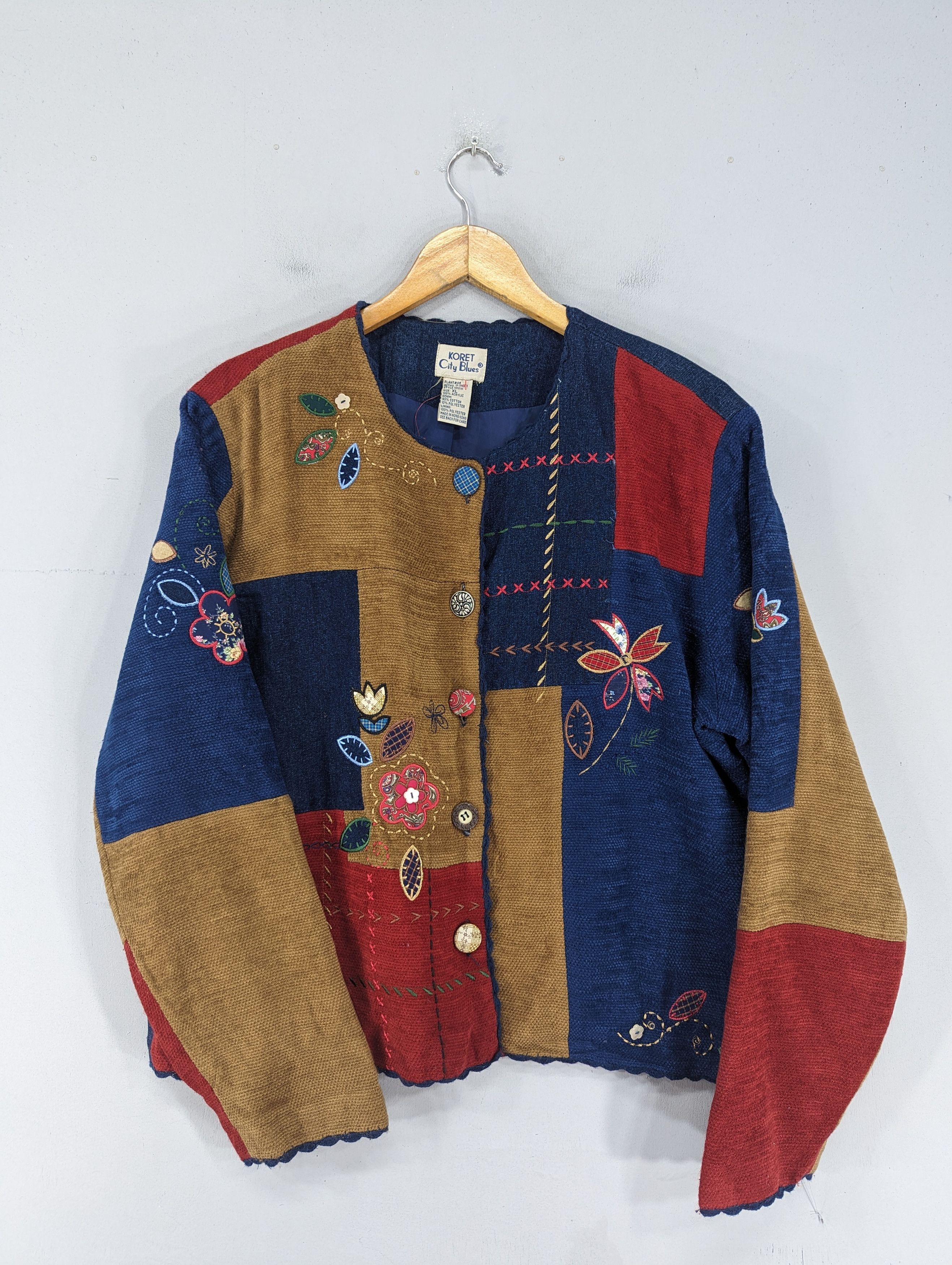 image of Koret City Blues Patchwork Denim Cardigan Jacket, Women's (Size XL)
