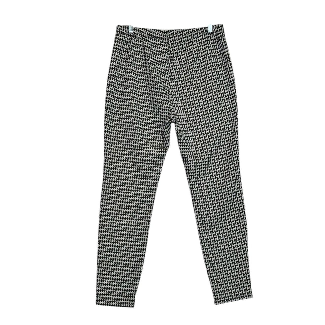 Shein Shein black white houndstooth pull on pants size Large Size 30" / US 8 / IT 44 - 2 Thumbnail