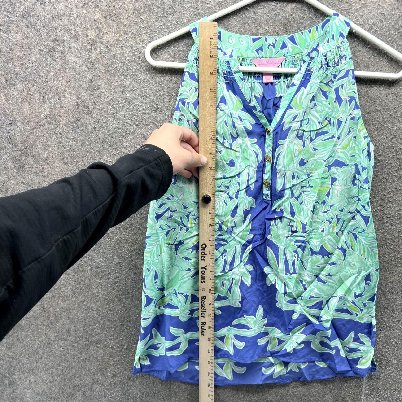 Lilly Pulitzer Lilly Pulitzer Blouse Womens XXS Blue Green Floral Silk Sleeveless V Neck Top Size XXS / US 00 / IT 34 - 4 Thumbnail