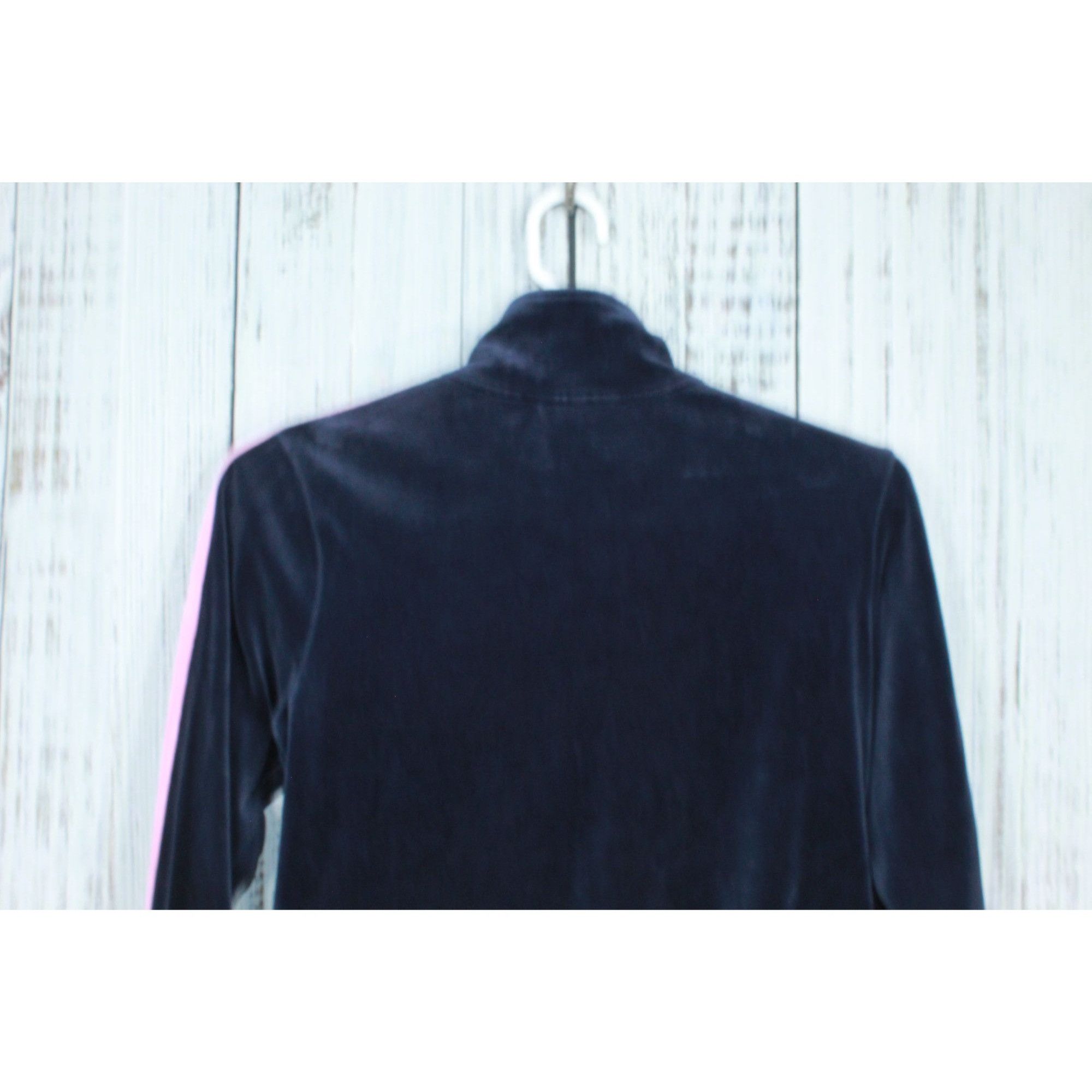 Oleg Cassini Cassini Blue Pink Velour Zip Up Track Sweater Size M / US 6-8 / IT 42-44 - 6 Thumbnail