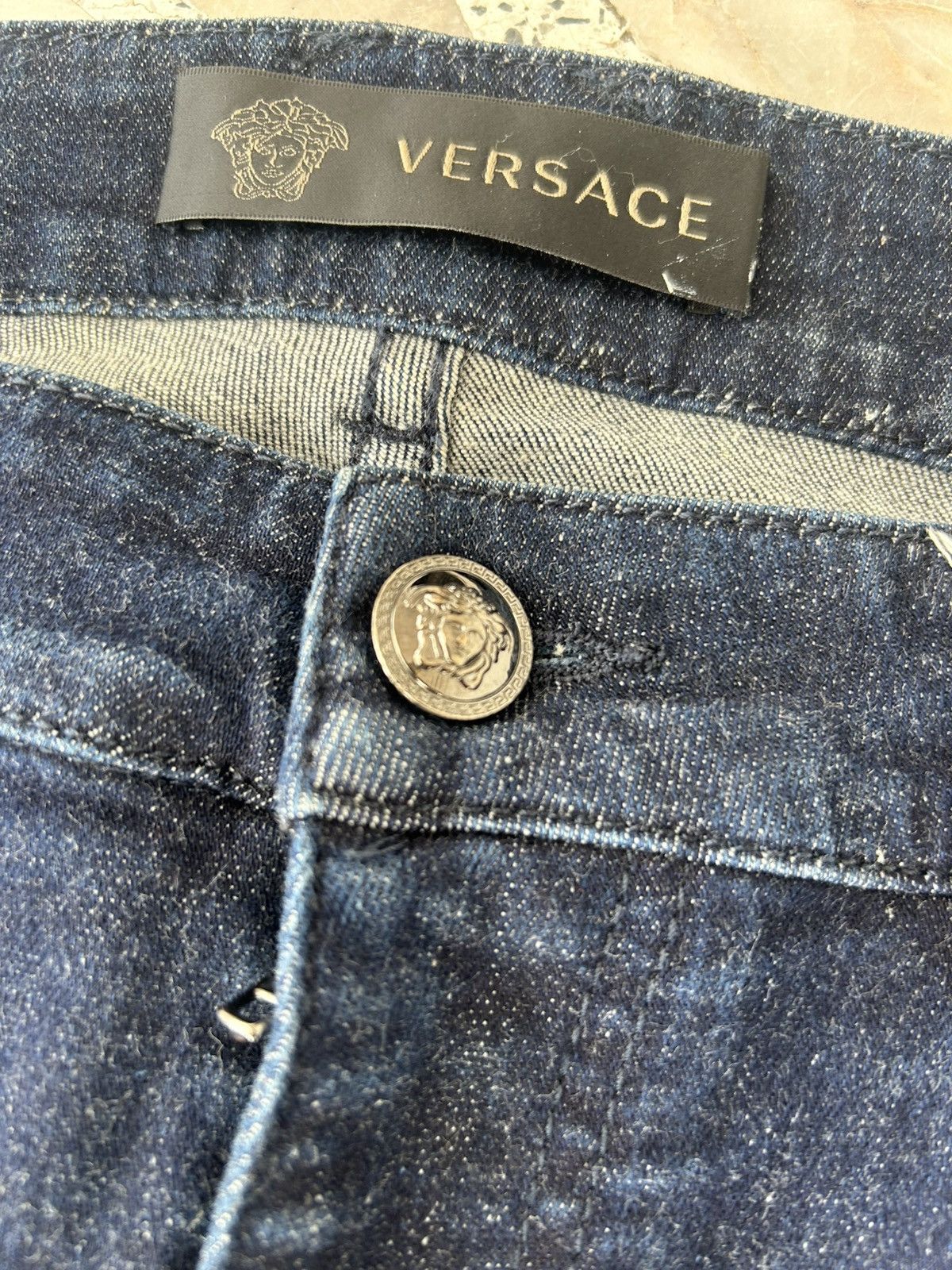 Versace Blue Jacquard Baroque Pattern Denim Size US 34 / EU 50 - 6 Thumbnail