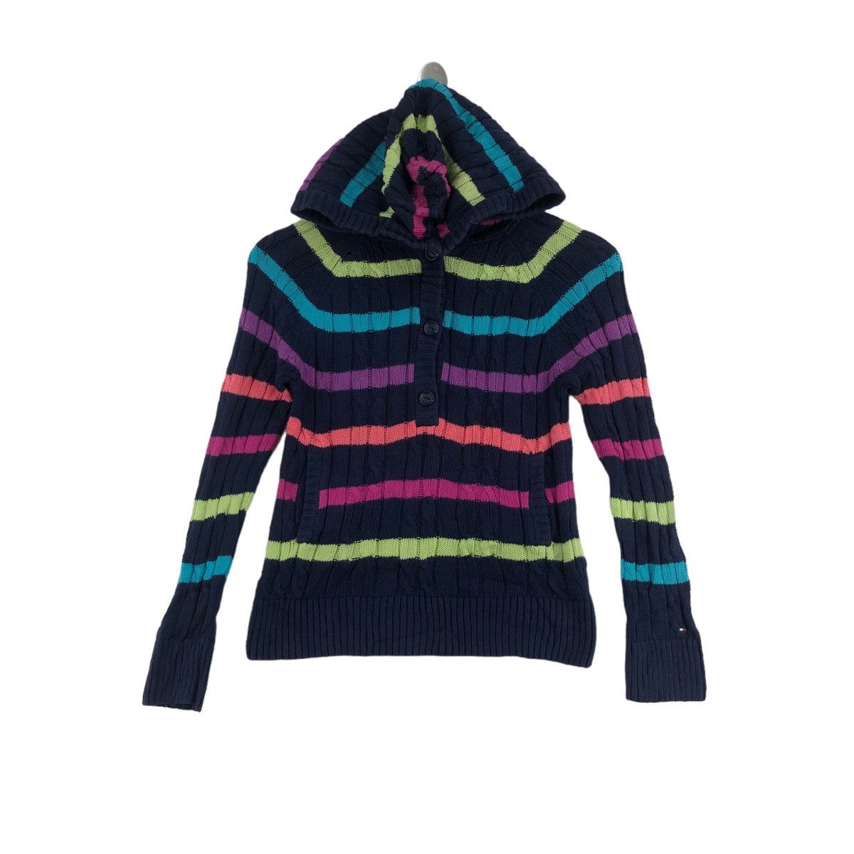 Vintage TOMMY HILFIGER USA Striped Knitwear Hoodie Sweater