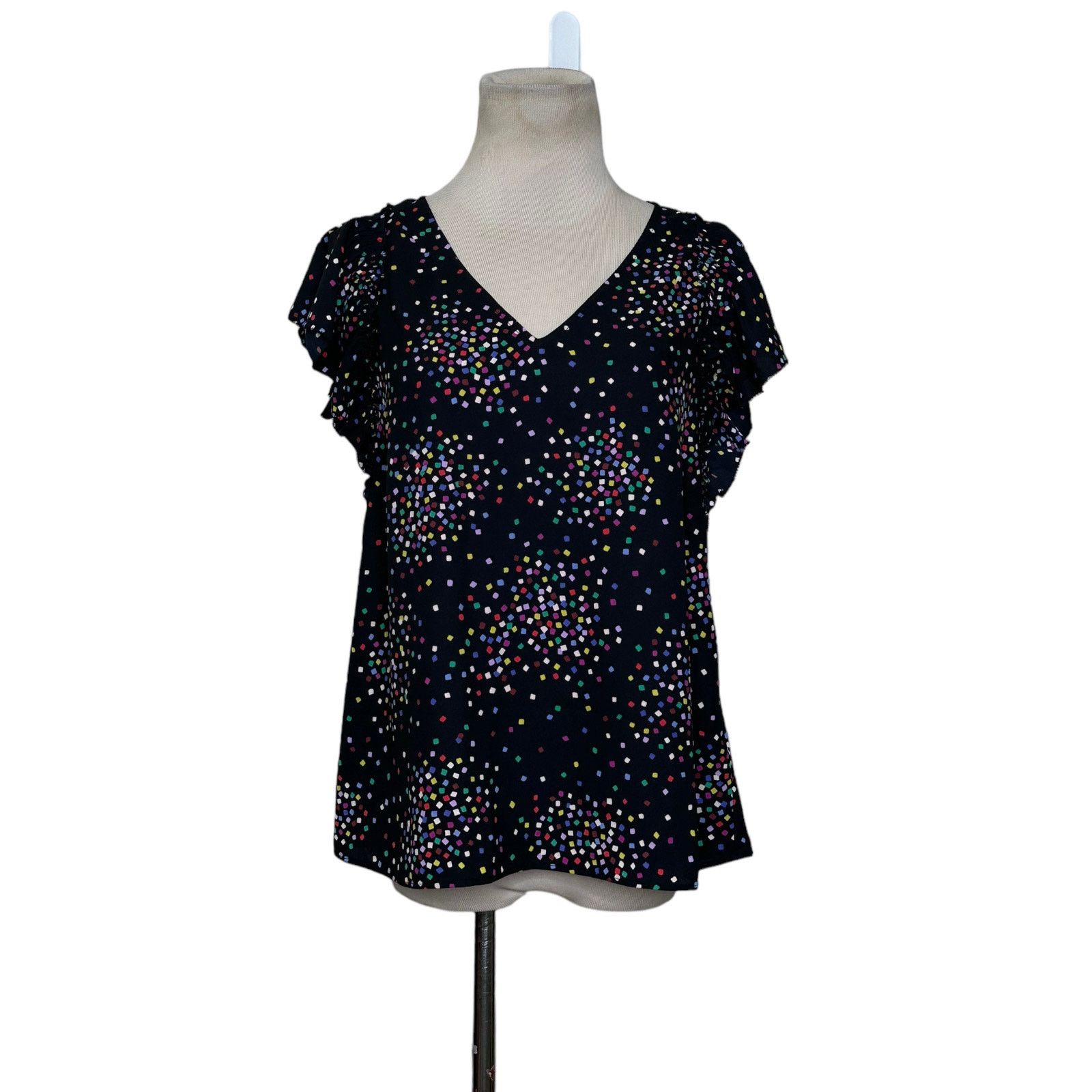 Kate Spade Kate Spade Black Confetti Cheer Short Sleeves Blouse size XS Size XS / US 0-2 / IT 36-38 - 11 Thumbnail