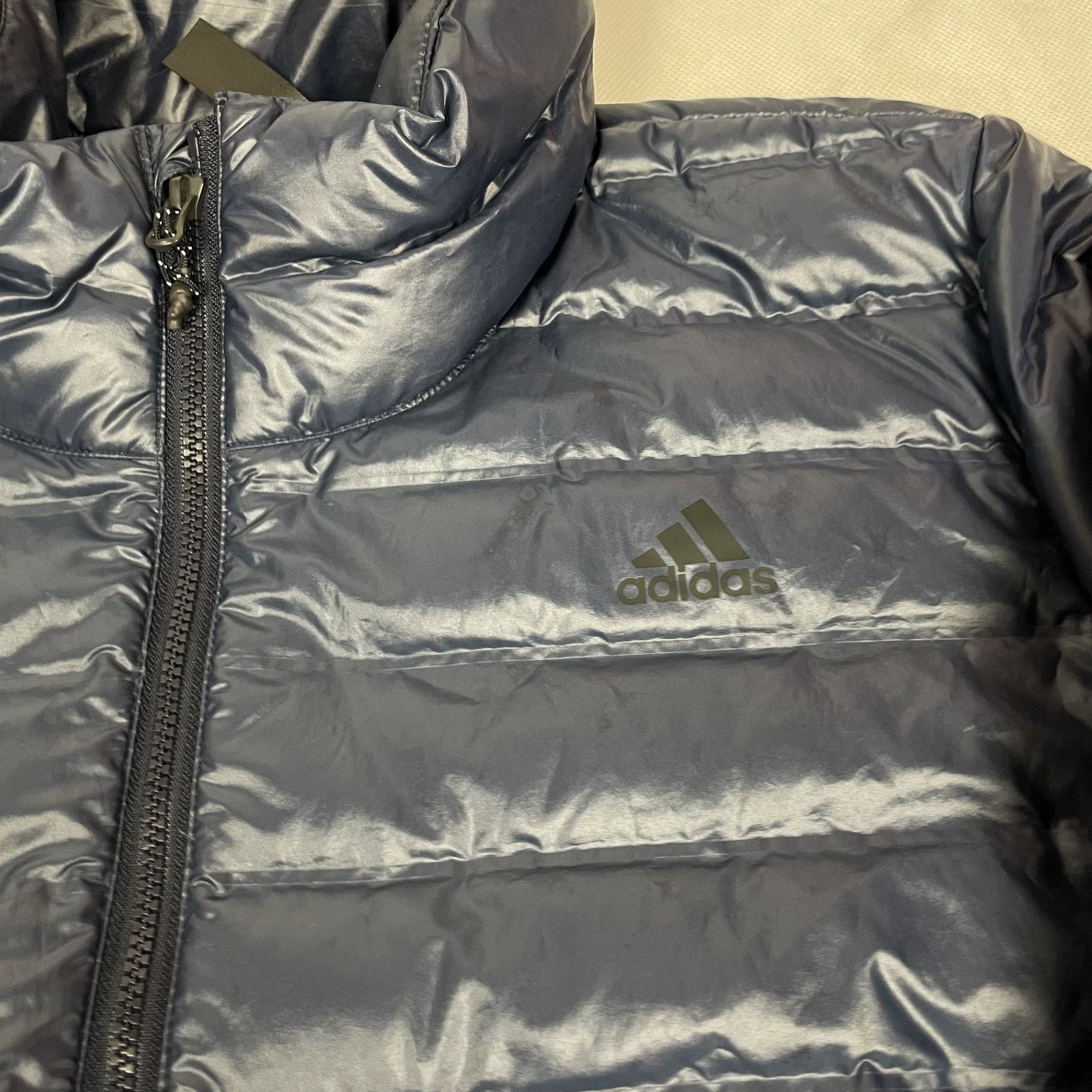 Adidas Adidas Men Blue Long Sleeve Full Zip Puffer Jacket L (16-18) Size US L / EU 52-54 / 3 - 3 Thumbnail