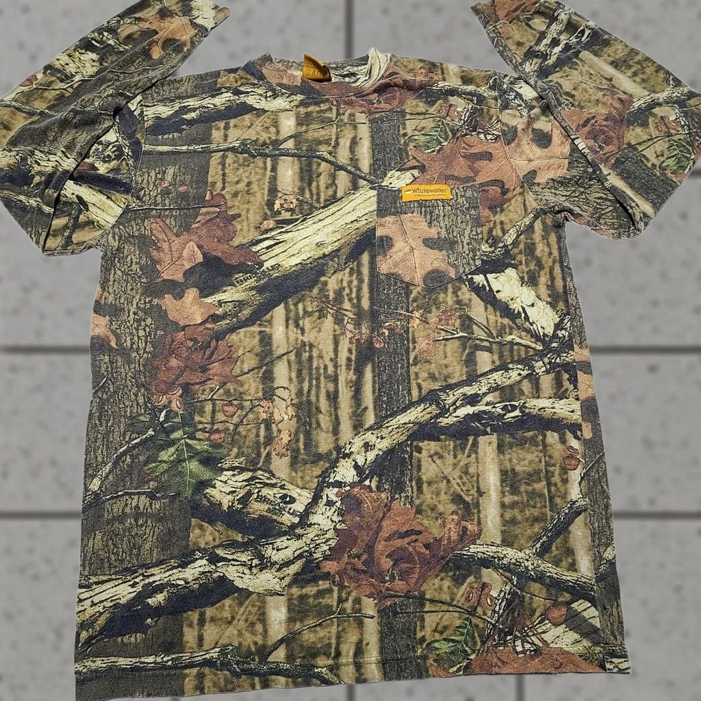 Vintage Mossy Oak Whitewater Camouflage Long Sleeve T-Shirt Men’s Medium, Brown, Crew Neck, Short Sleeve, All Seasons, Hunting Size US M / EU 48-50 / 2 - 1 Thumbnail