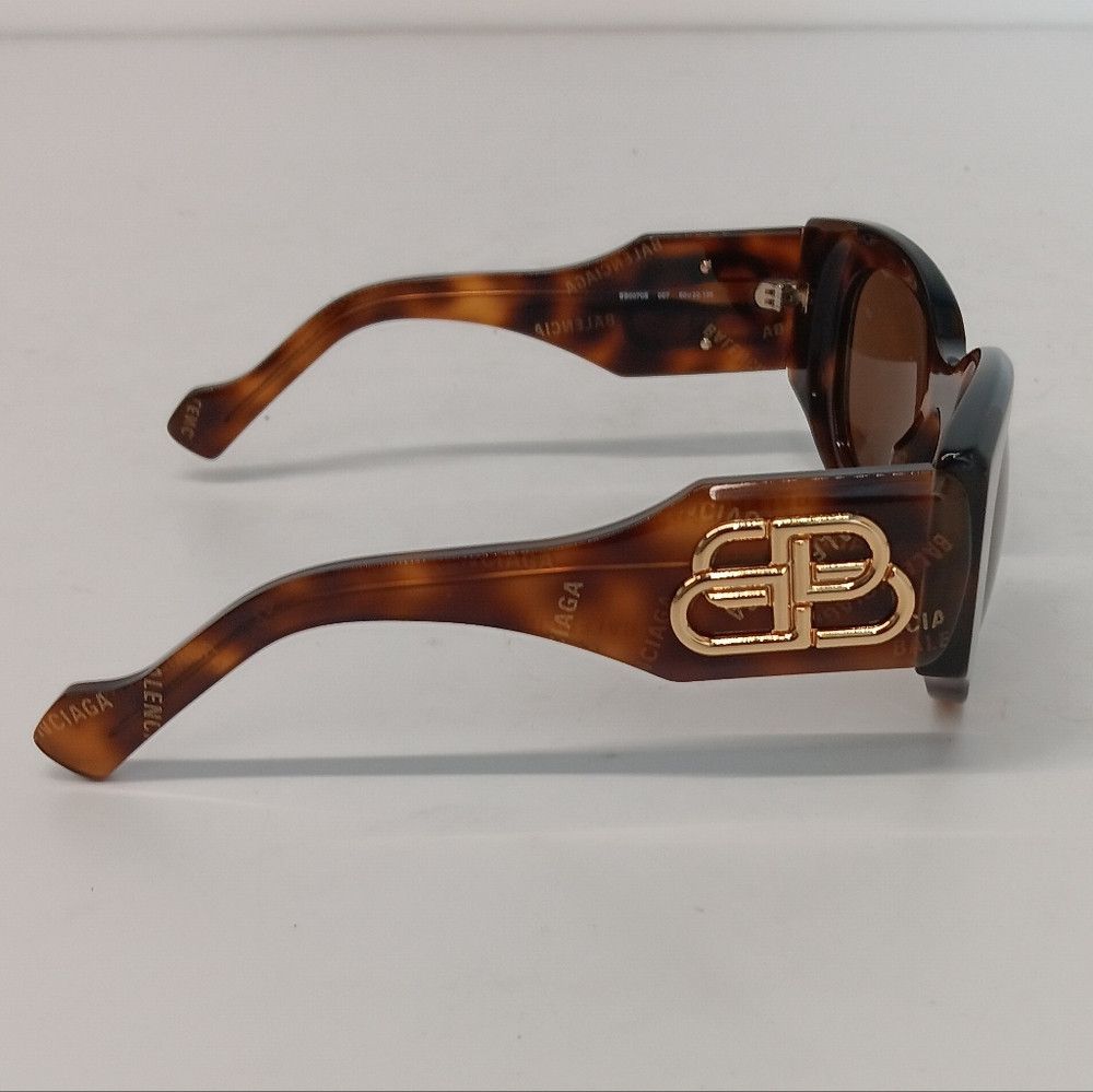 Balenciaga Balenciaga Tortoise Brown BB0070S Logo Cat Eye Sunglasses Size ONE SIZE - 7 Thumbnail