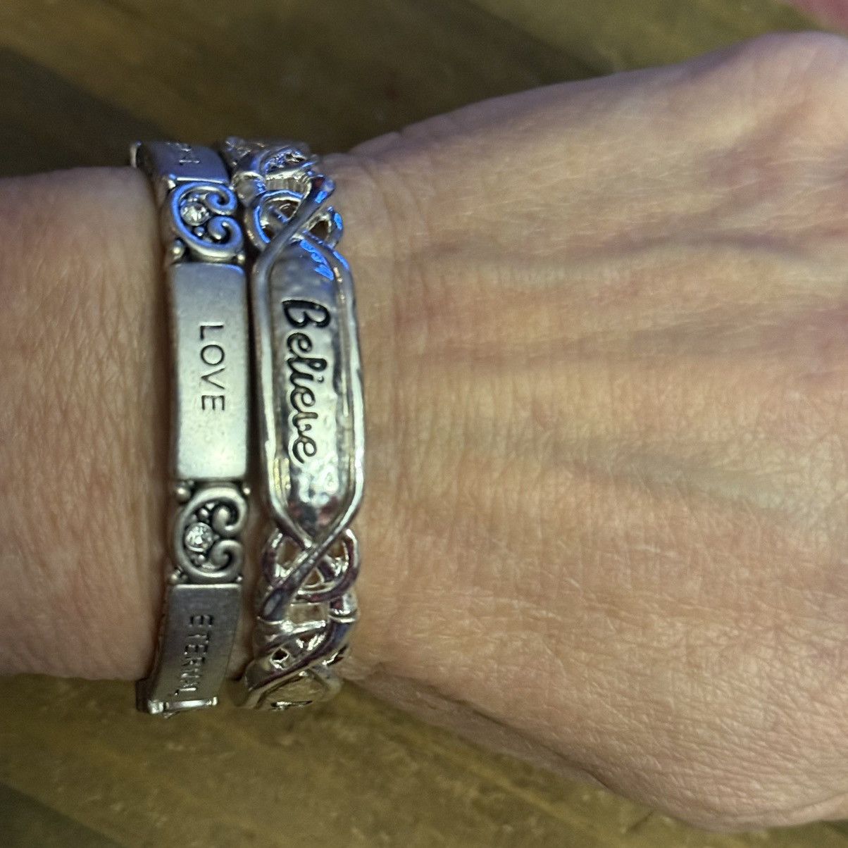 Other Silver tone inspirational stretch bracelets Size ONE SIZE - 2 Thumbnail