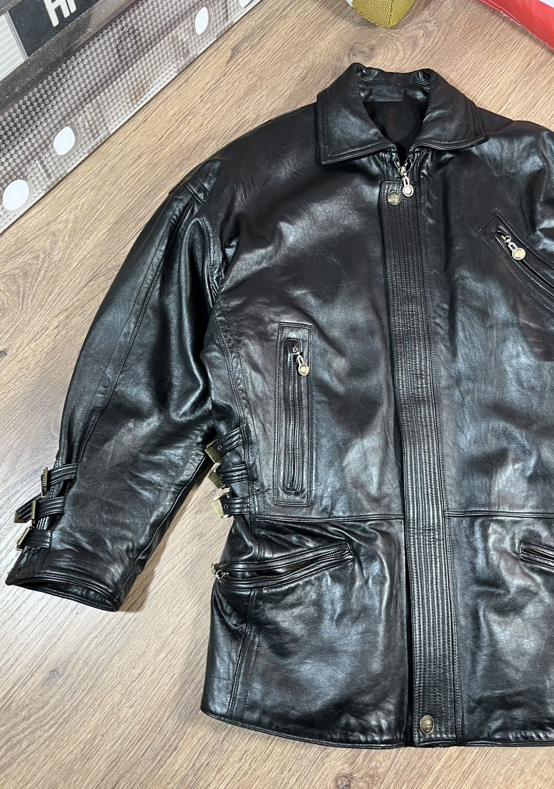 Versace GIANNI VERSACE 1992s LEATHER JACKET VERY RARE Size US XL / EU 56 / 4 - 6 Thumbnail