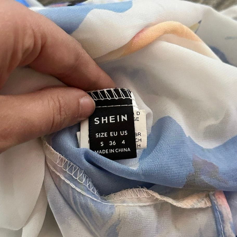 Shein shein white blue floral sheer tube top Size S / US 4 / IT 40 - 3 Thumbnail