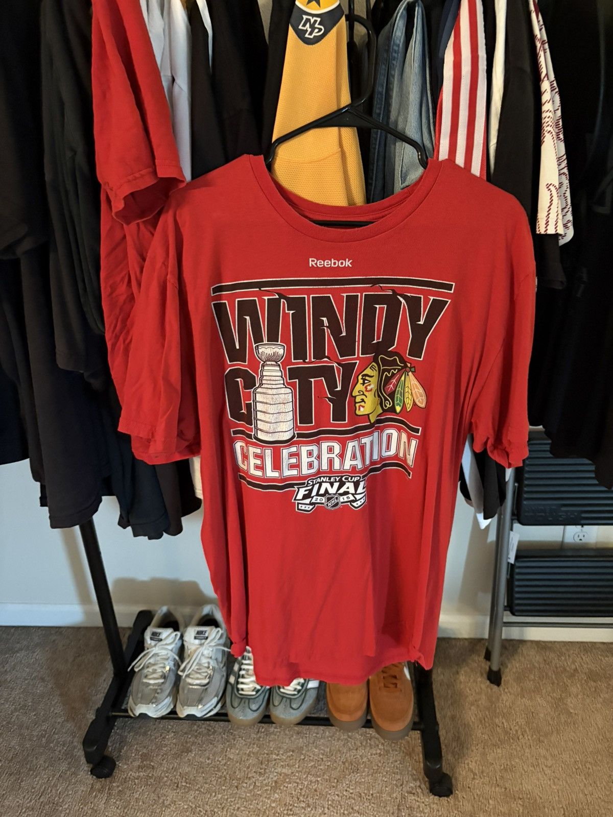 NHL × Reebok 2015 Blackhawks Stanley Cup Shirt Size US XL / EU 56 / 4 - 1 Thumbnail