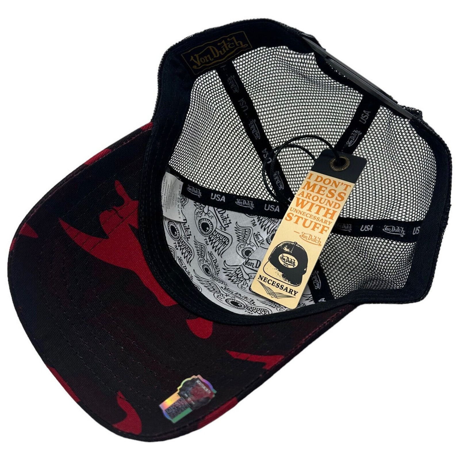 Von Dutch Von Dutch Trucker Hat Red Rambo Camo Upside Down Logo Patch Size ONE SIZE - 4 Thumbnail