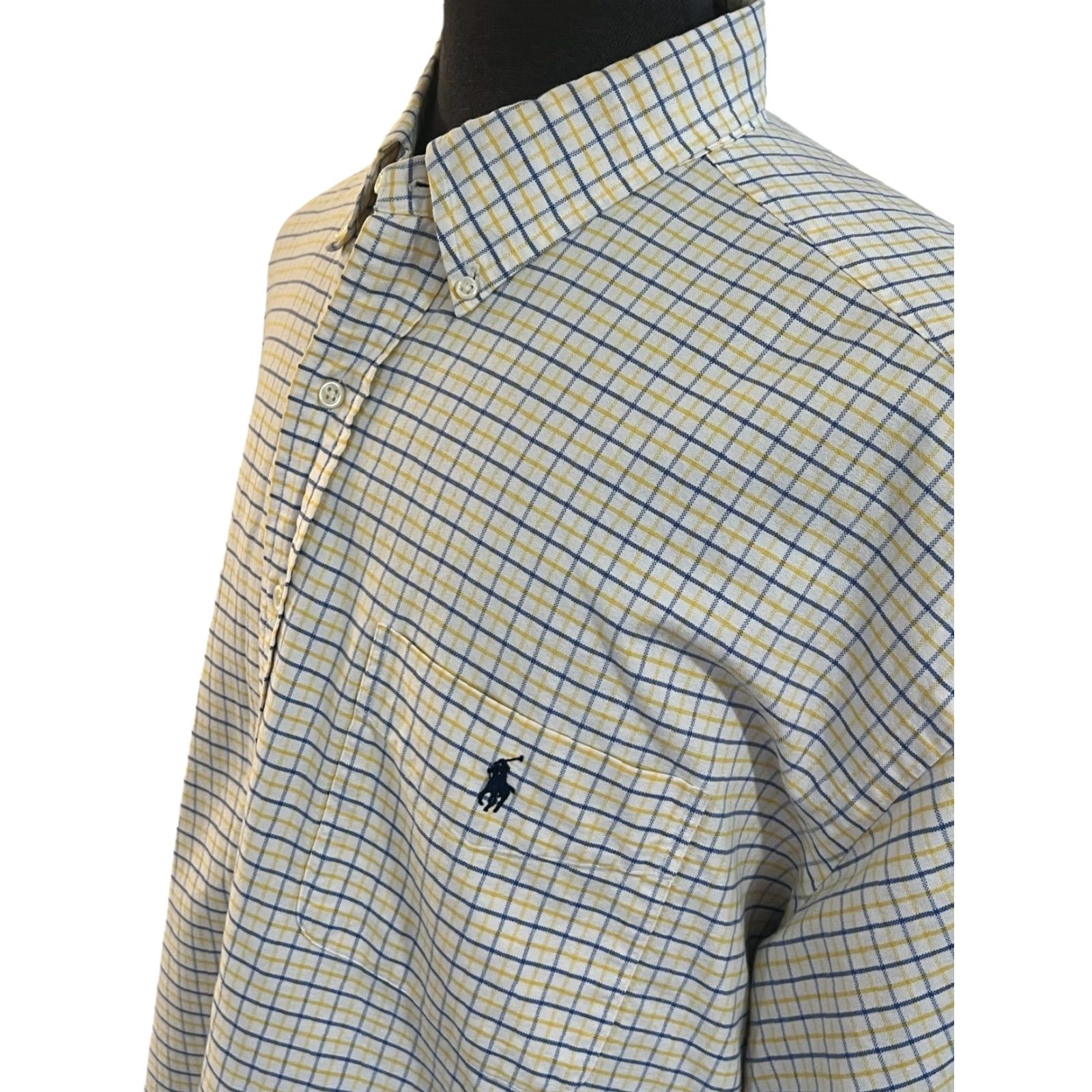 Polo Ralph Lauren VINTAGE Polo Ralph Lauren Big Shirt Mens XL Button-Up Plaid Collared Yellow 100% Cotton Classic Shirt Size US XL / EU 56 / 4 - 3 Thumbnail