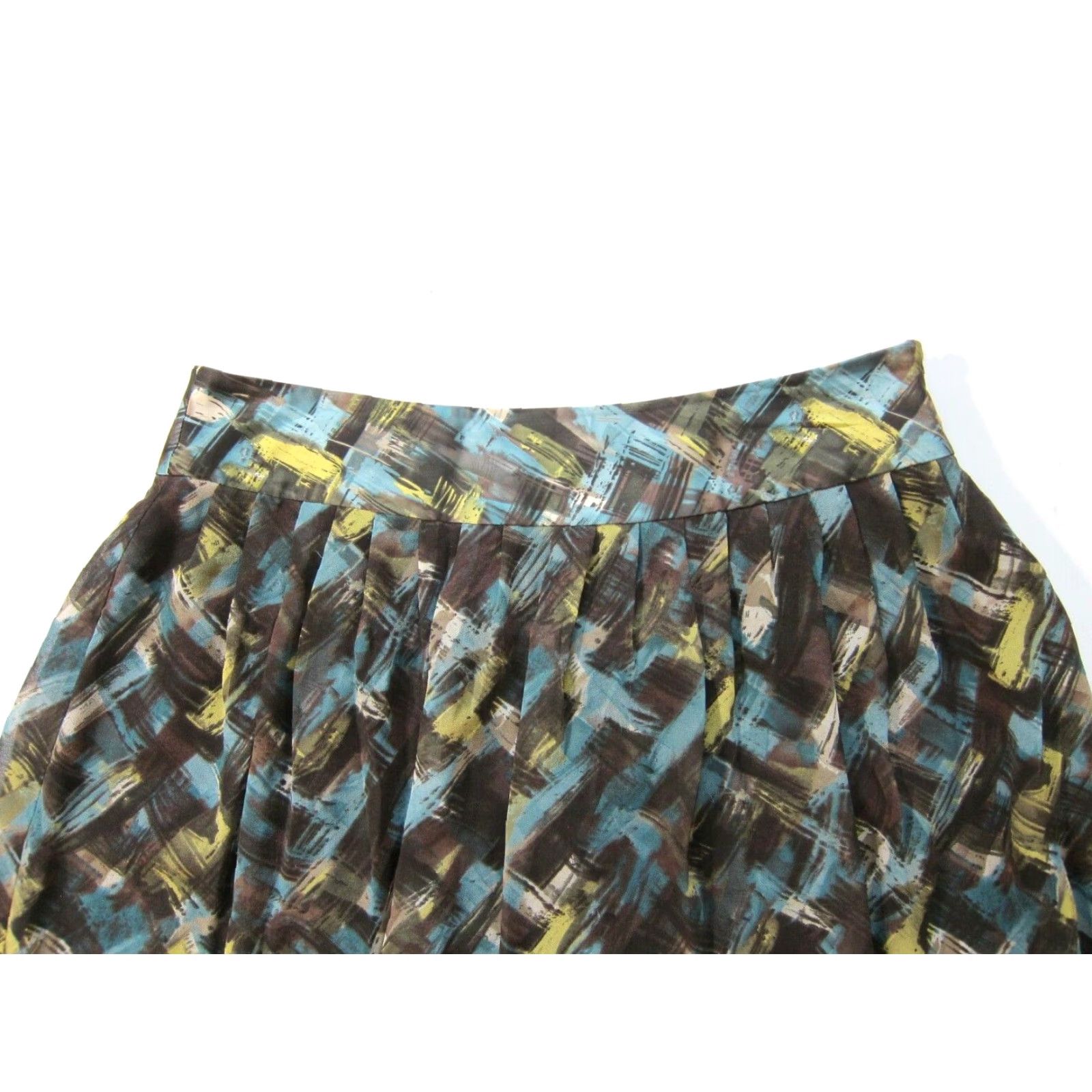Vintage Tapemeasure Anthropologie Blue Green Abstract Pleated A-Line Skirt Women 8 Size 30" / US 8 / IT 44 - 3 Thumbnail