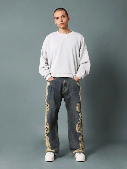 Japanese Brand Ripped Distressed Retro Jeans Loose Fit Size US 32 / EU 48 - 2 Thumbnail