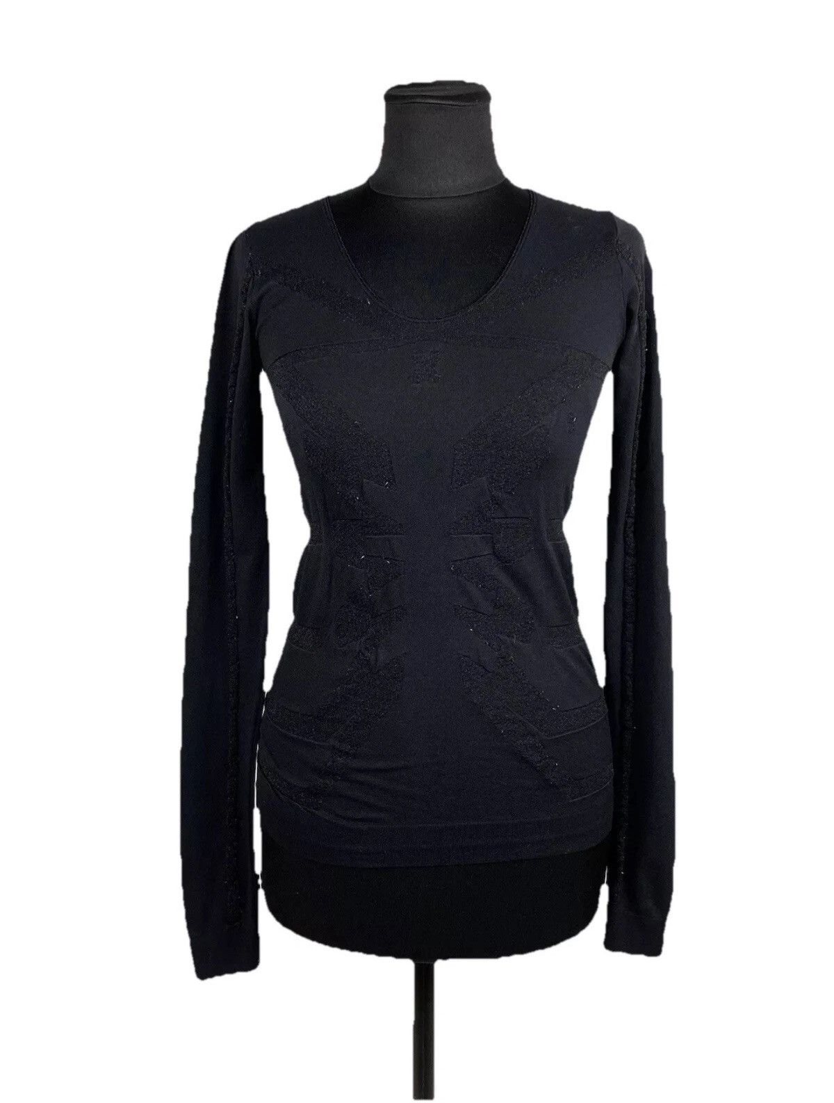 Marithe + Francois Girbaud Marithe Francois Girbaud Bodycon Textured Long Sleeve Top Size L / US 10 / IT 46 - 2 Thumbnail