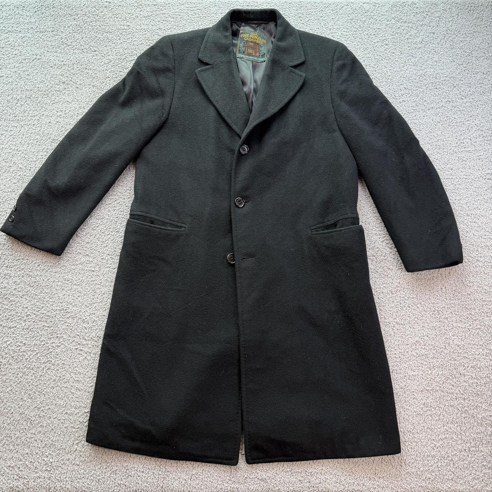 Other Vintage 100% Cashmere Overcoat Black Luxury Wool Coat Mens M Size US M / EU 48-50 / 2 - 1 Thumbnail