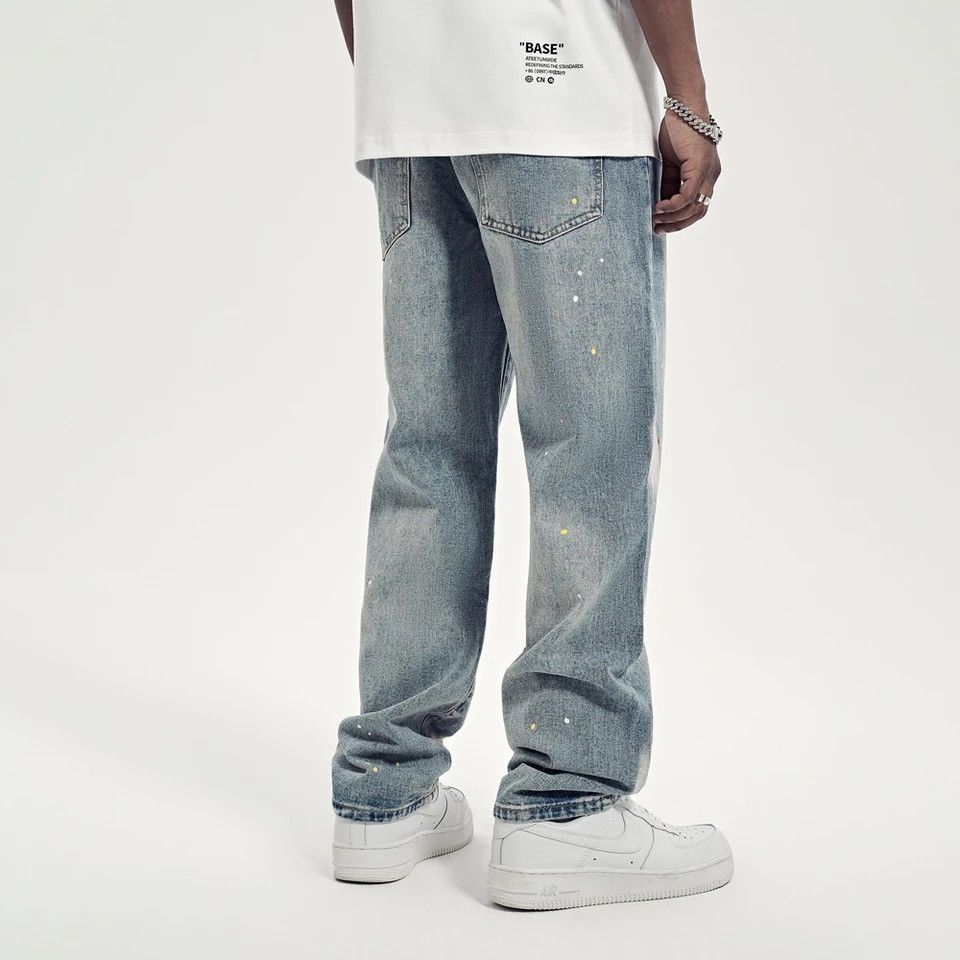 Japanese Brand × Vintage Street Jeans Men Y2k Baggy Splash-ink Size US 33 - 3 Thumbnail