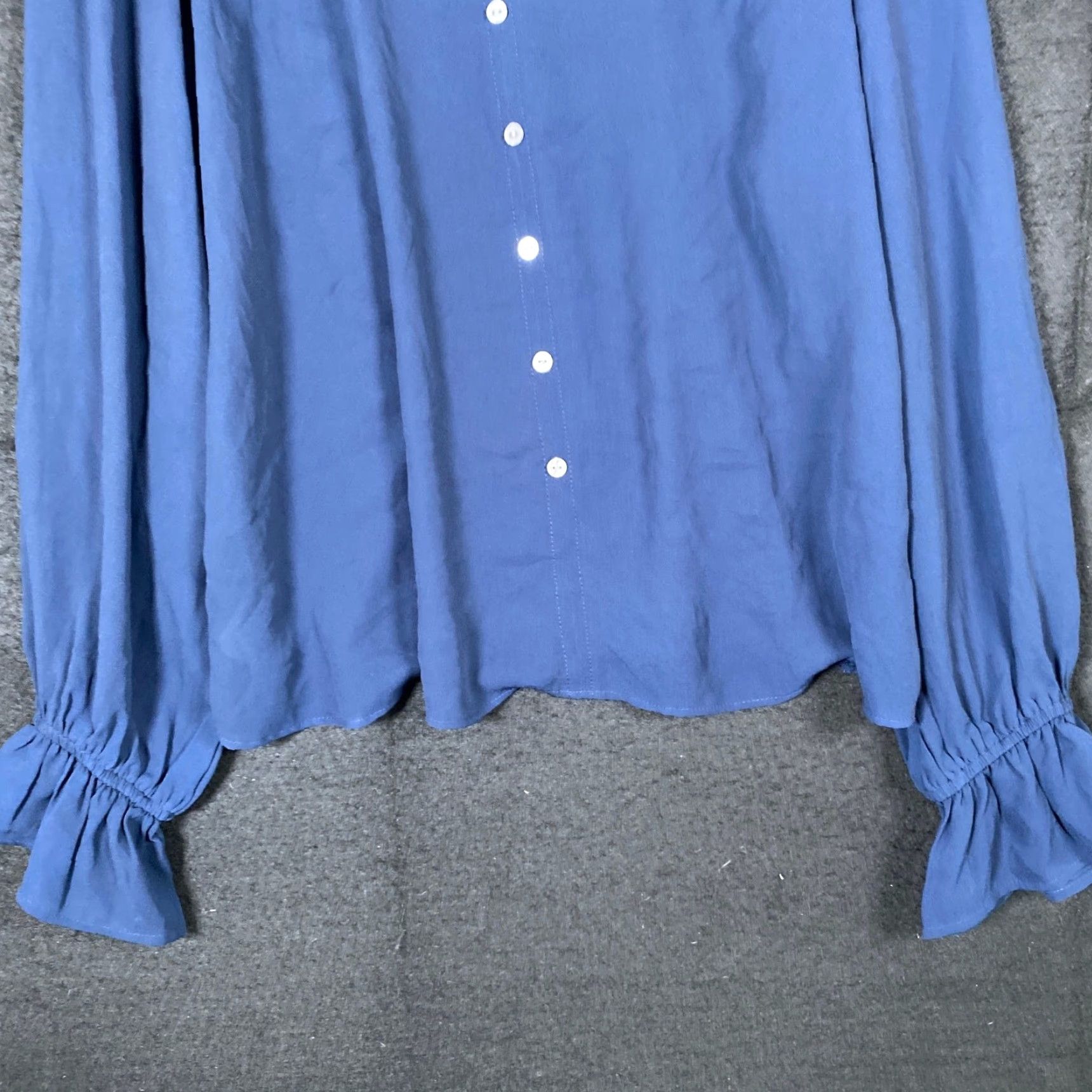 Loft LOFT Womens Blouse Blue Long Sleeve V Neck Button Front Woven Medium Size M / US 6-8 / IT 42-44 - 3 Thumbnail